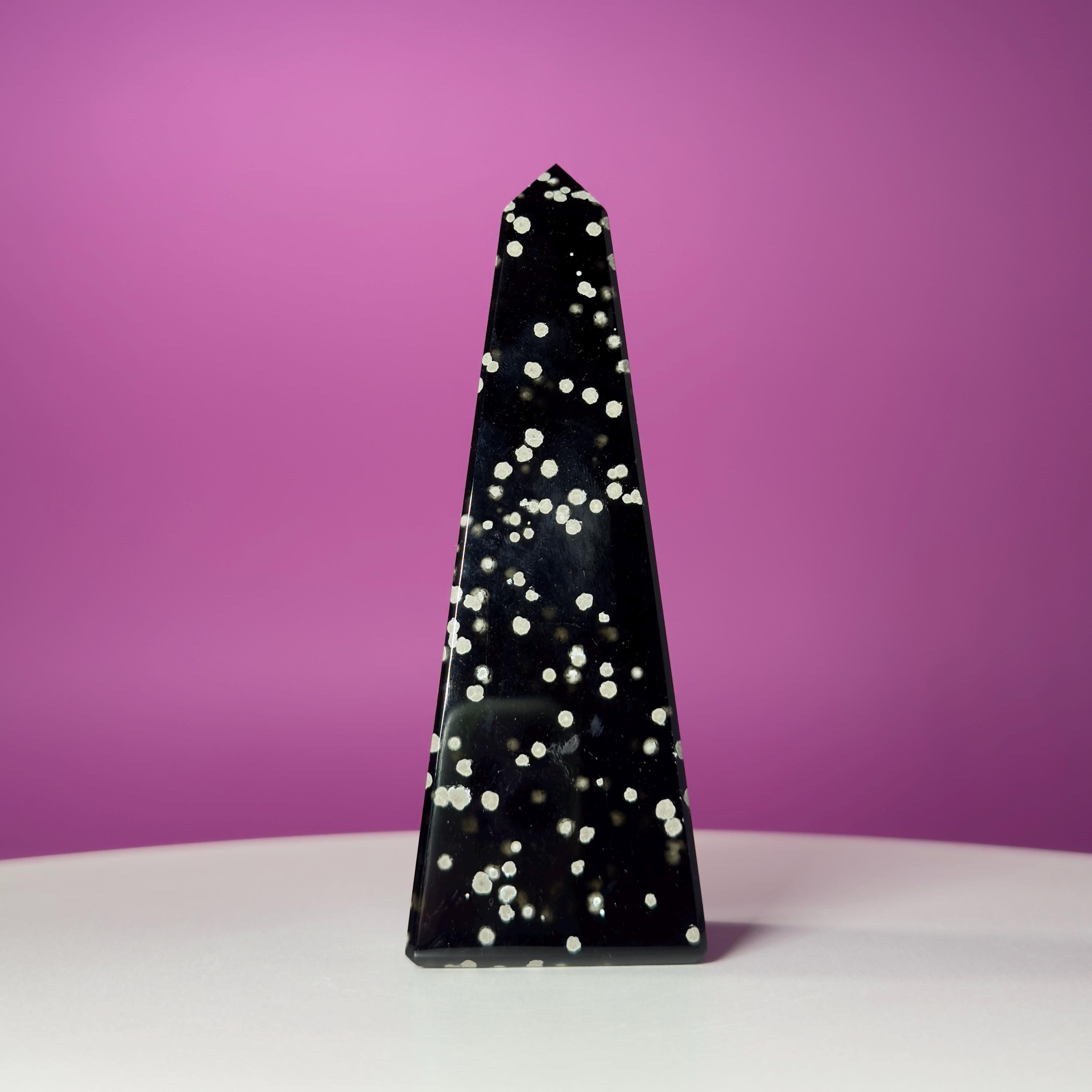 Stardust Obsidian Obelisk, Celestial Protection Crystal Point, Collector Decor Stone