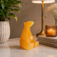 Orange Calcite Polar Bear Carving, Crystal Animal Figurine, Arctic Décor Gift