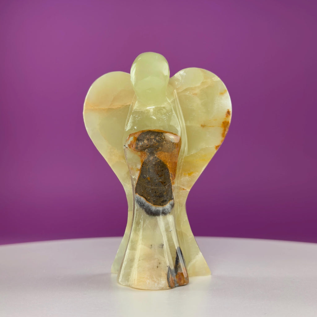 Green Onyx Angel Carving Crystal Guardian Figurine