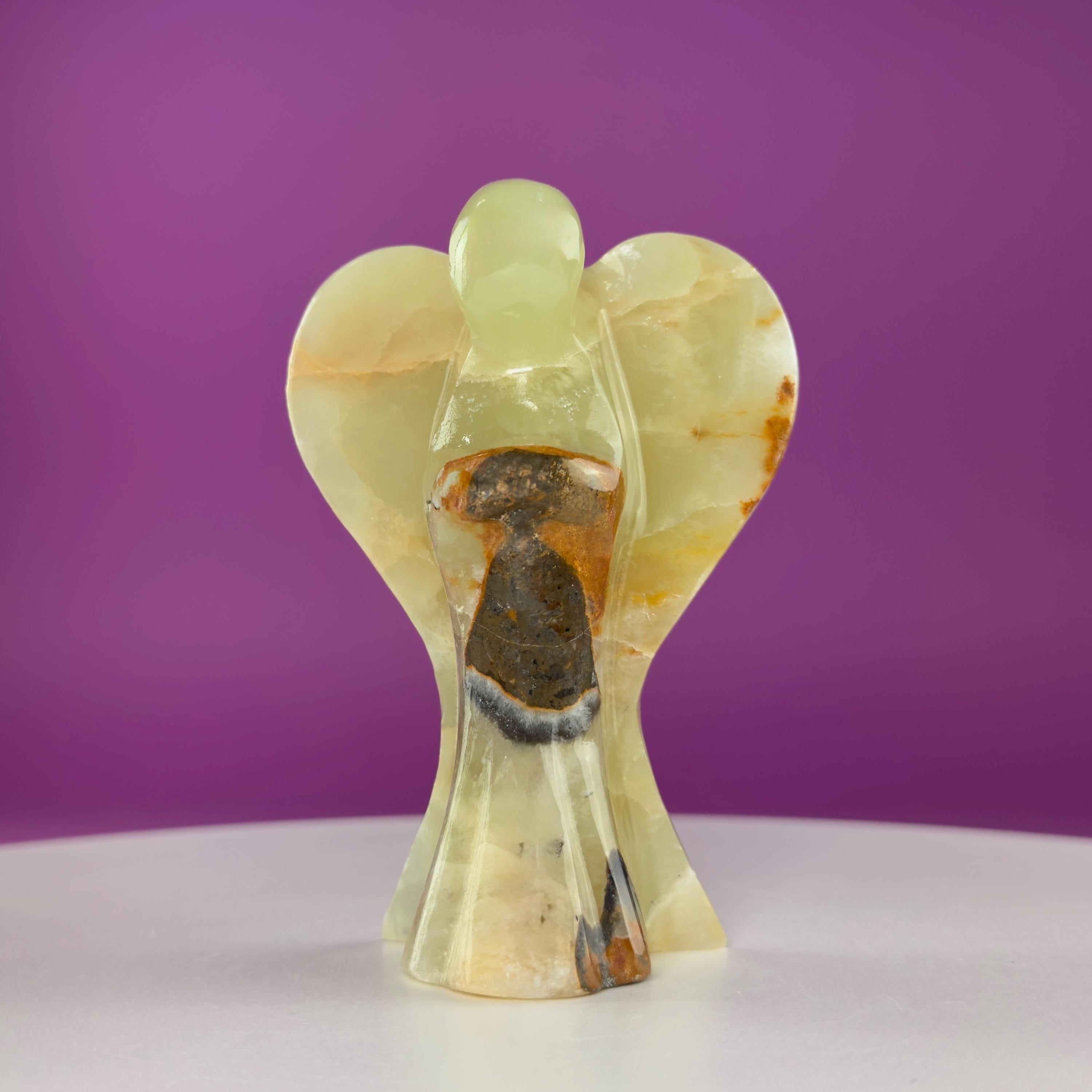 Green Onyx Angel Carving Crystal Guardian Figurine