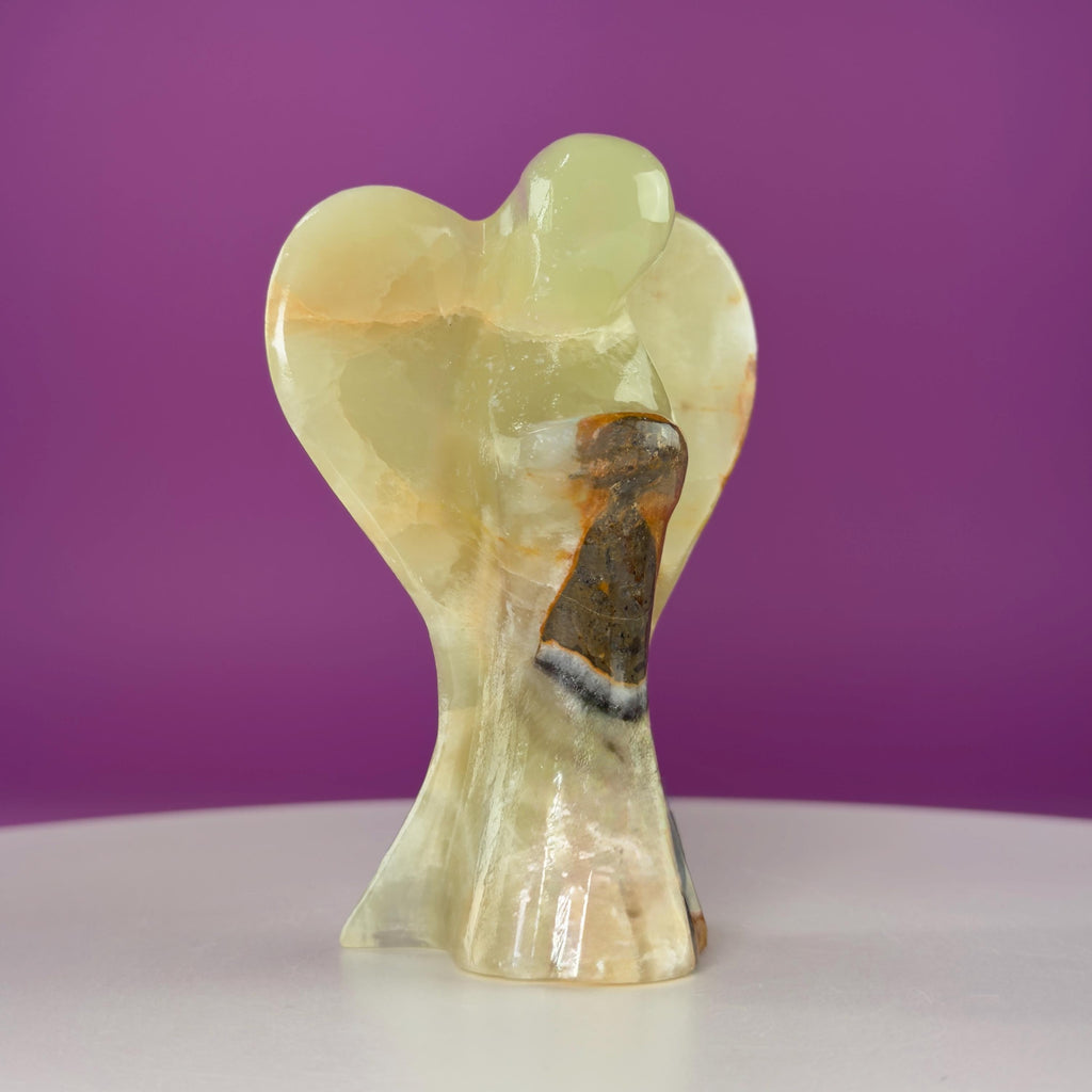 Green Onyx Angel Carving Crystal Guardian Figurine