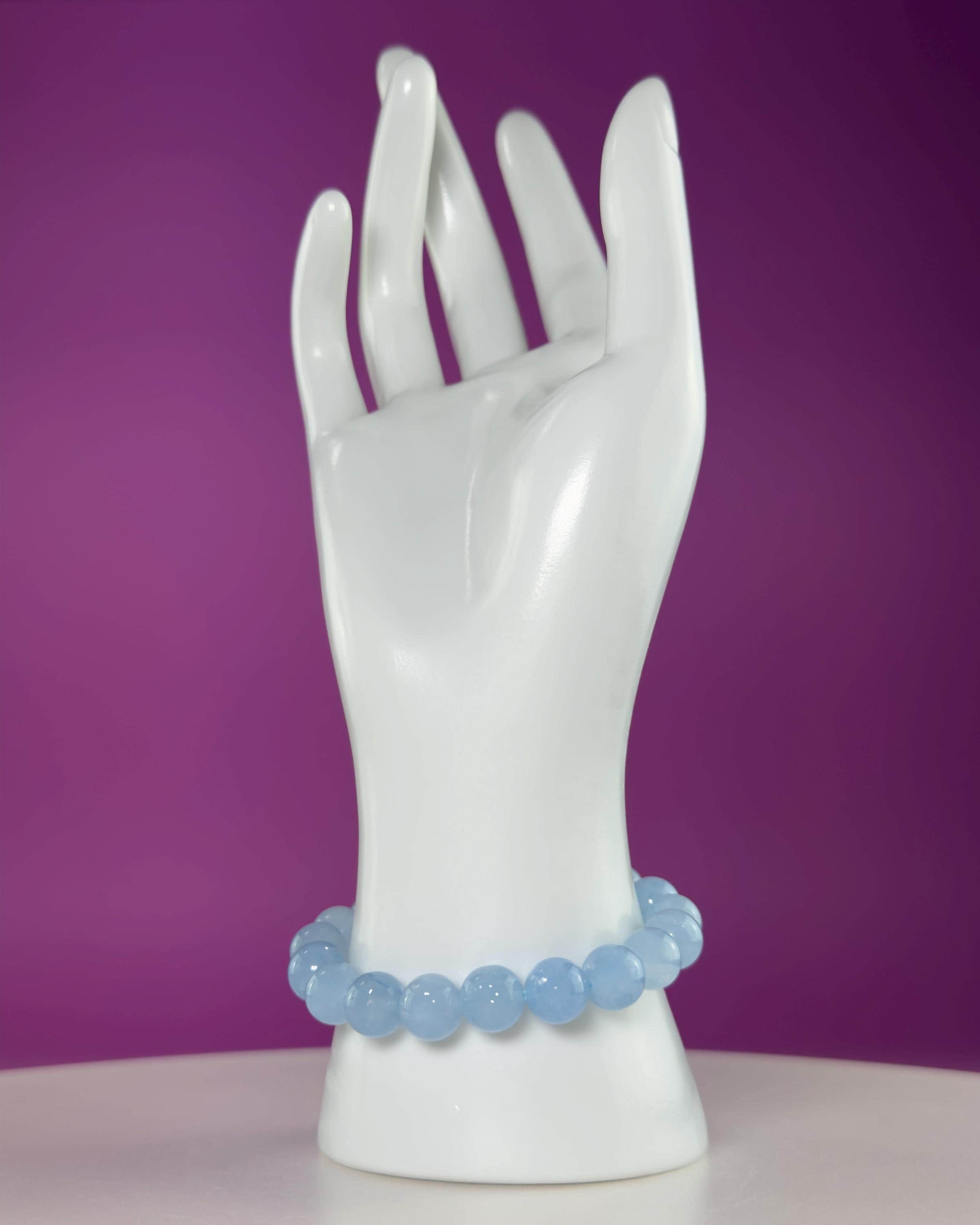 Aquamarine 10mm Bracelet | Natural Blue Crystal Beaded Bracelet