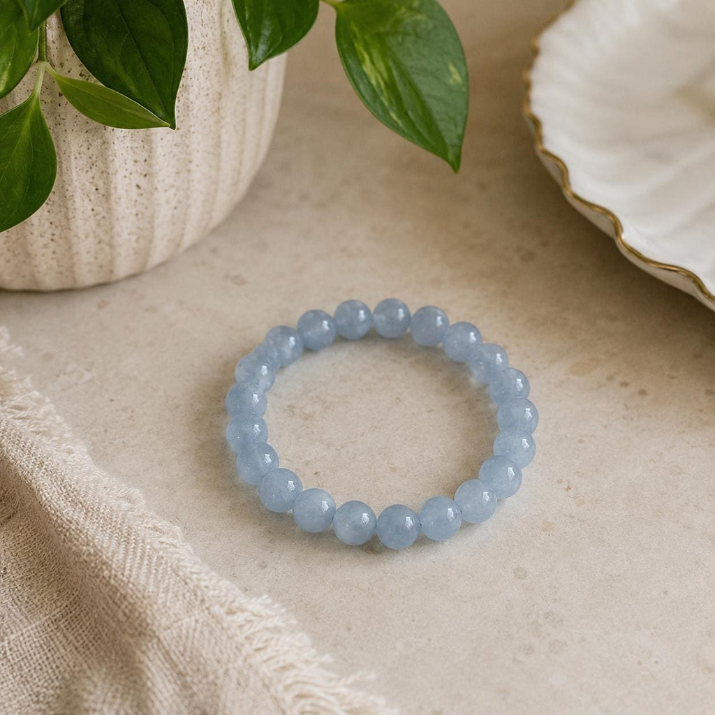 Aquamarine 10mm Bracelet | Natural Blue Crystal Beaded Bracelet