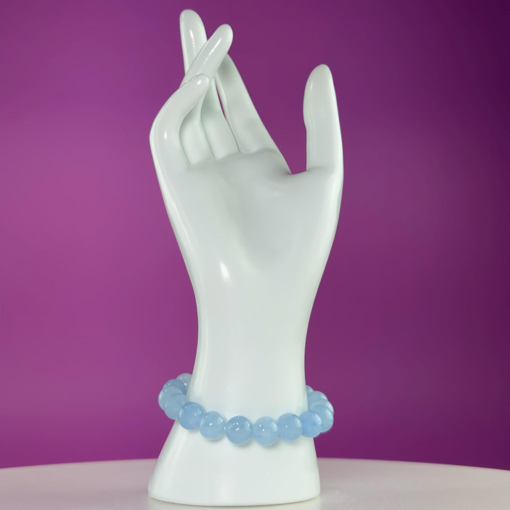Aquamarine 10mm Bracelet | Natural Blue Crystal Beaded Bracelet