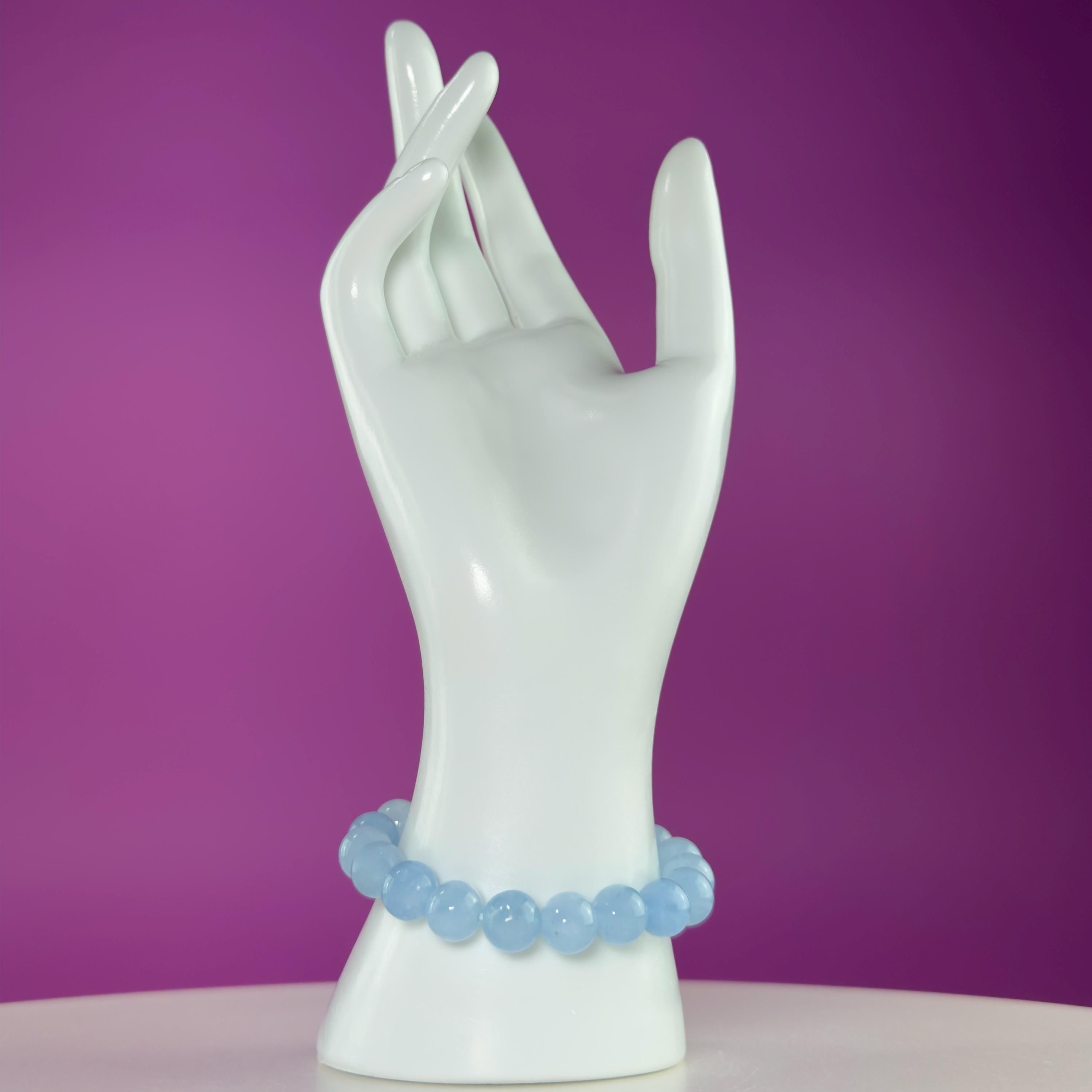 Aquamarine 10mm Bracelet | Natural Blue Crystal Beaded Bracelet