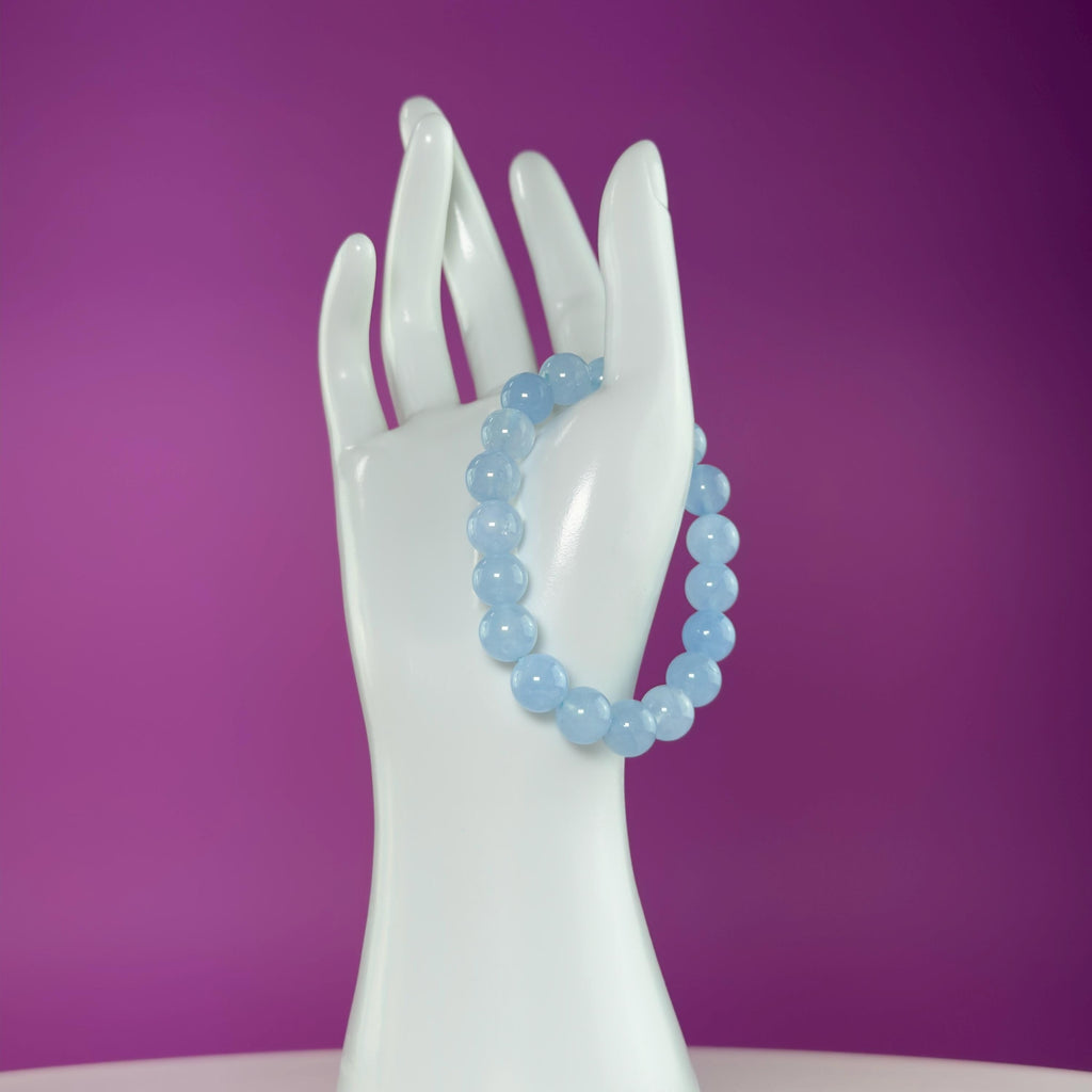 Aquamarine 10mm Bracelet | Natural Blue Crystal Beaded Bracelet