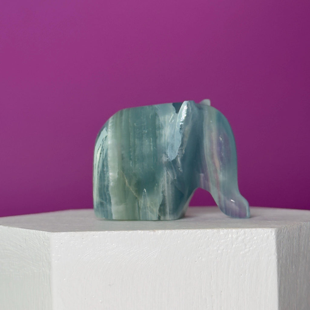Mini Blue Onyx Elephant Carving Animal