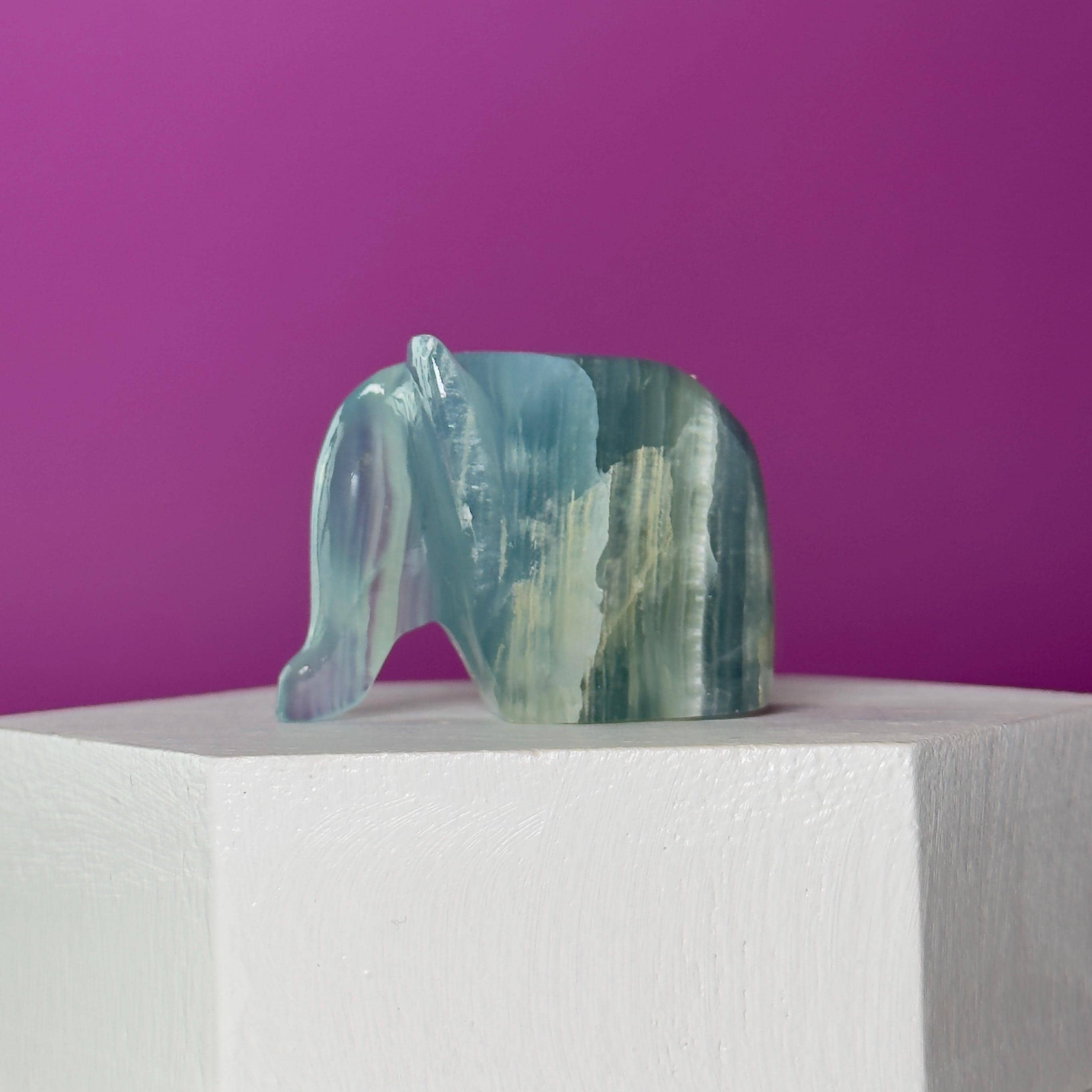 Mini Blue Onyx Elephant Carving Animal