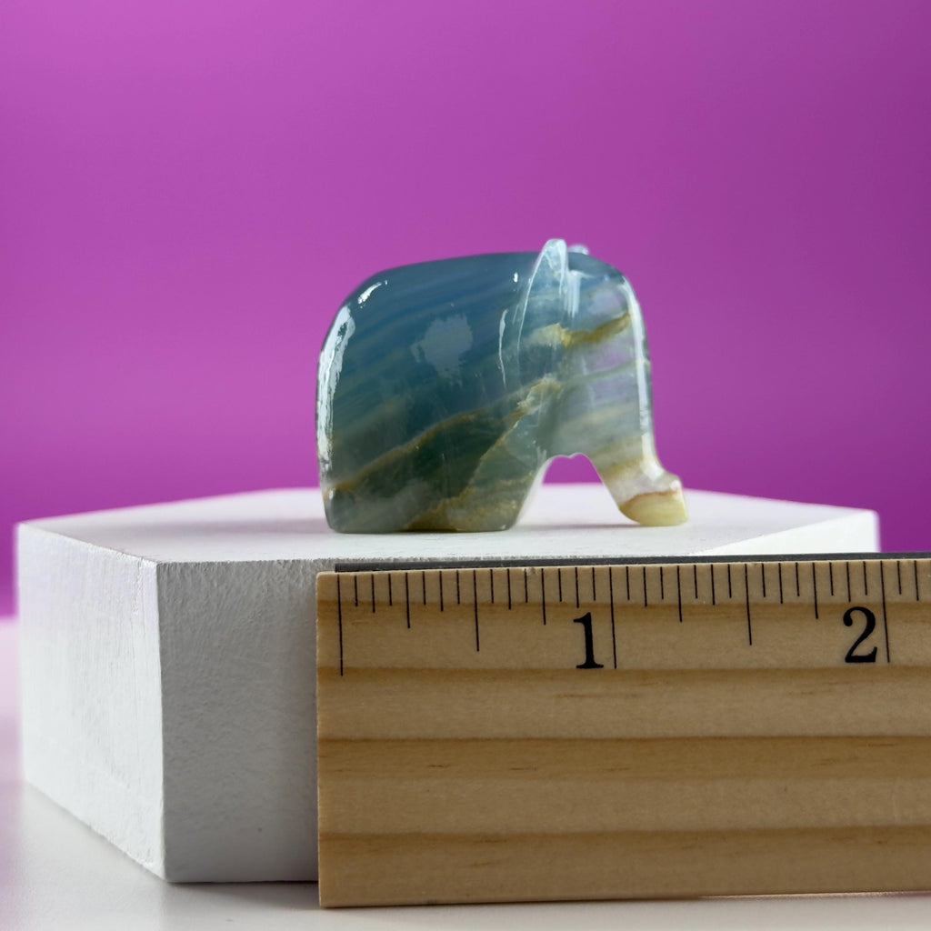 Mini Blue Onyx Elephant Carving Animal