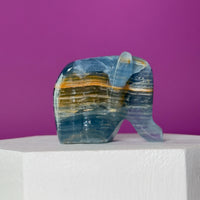 Mini Blue Onyx Elephant Carving Animal