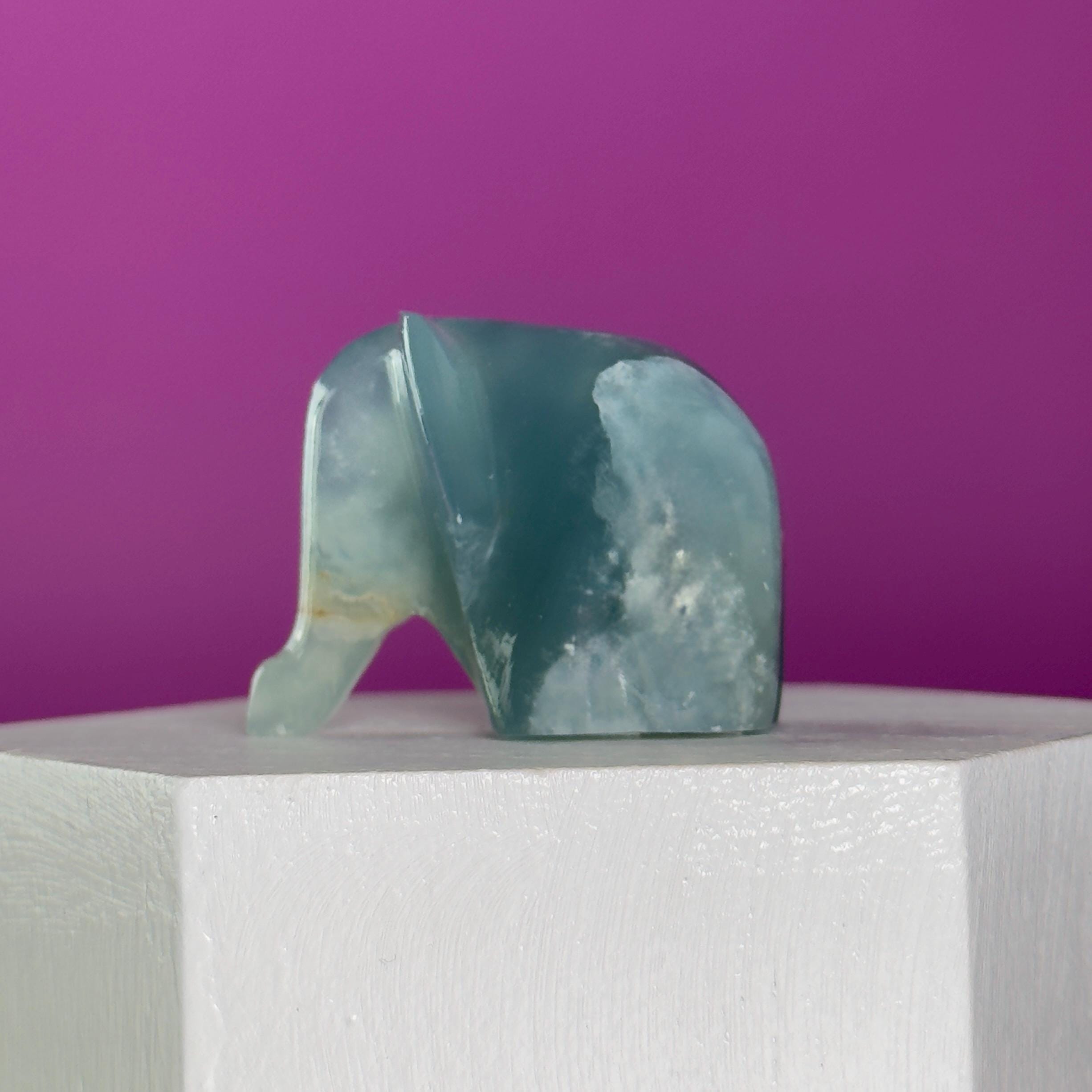 Mini Blue Onyx Elephant Carving Animal