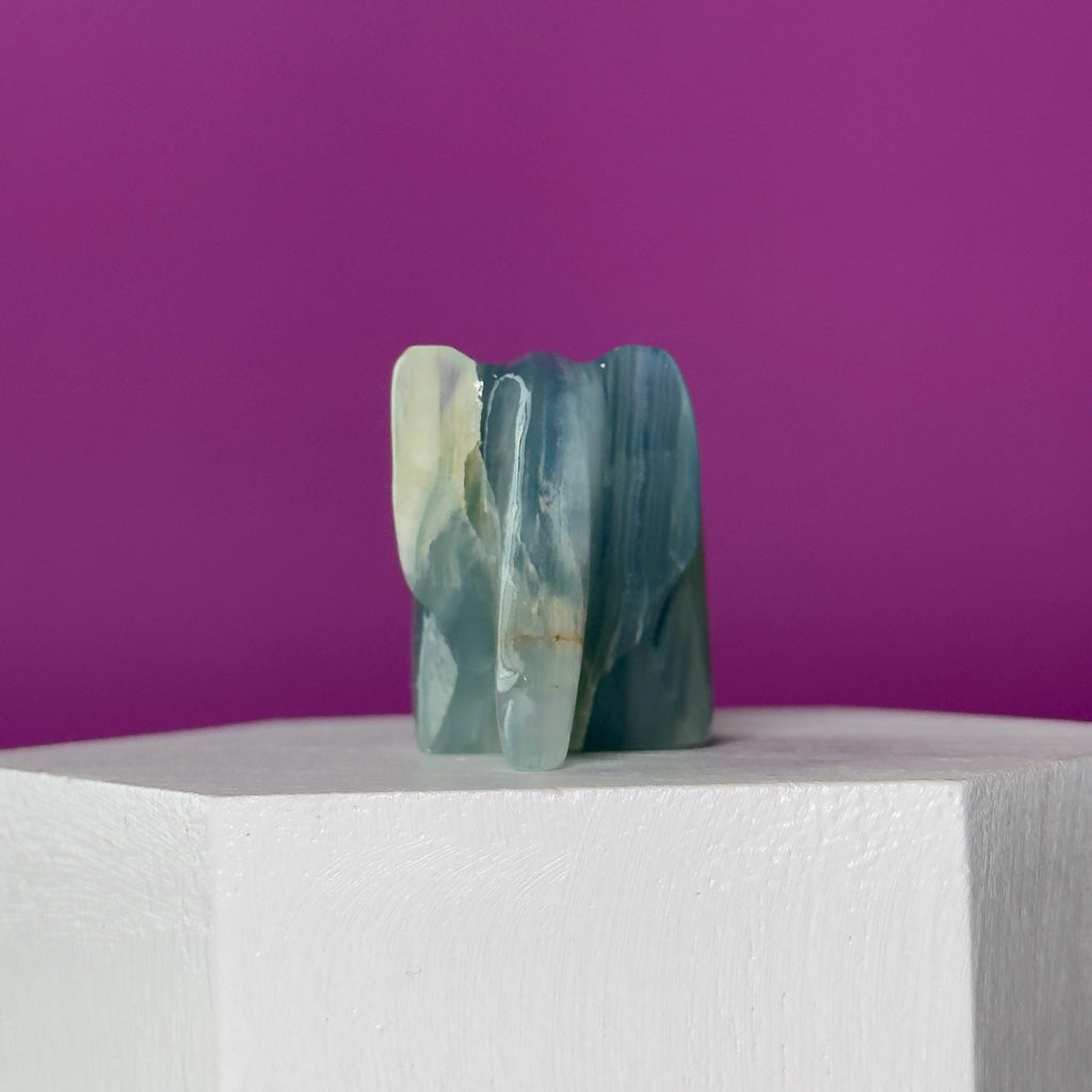 Mini Blue Onyx Elephant Carving Animal