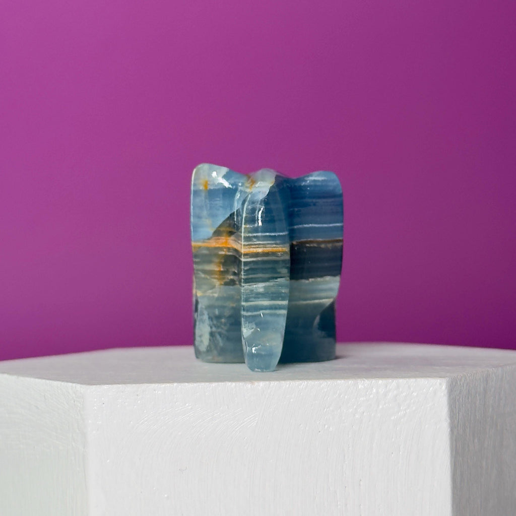 Mini Blue Onyx Elephant Carving Animal