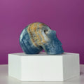 Blue Onyx Skull Carving | Banded Blue Crystal Skull Display Piece