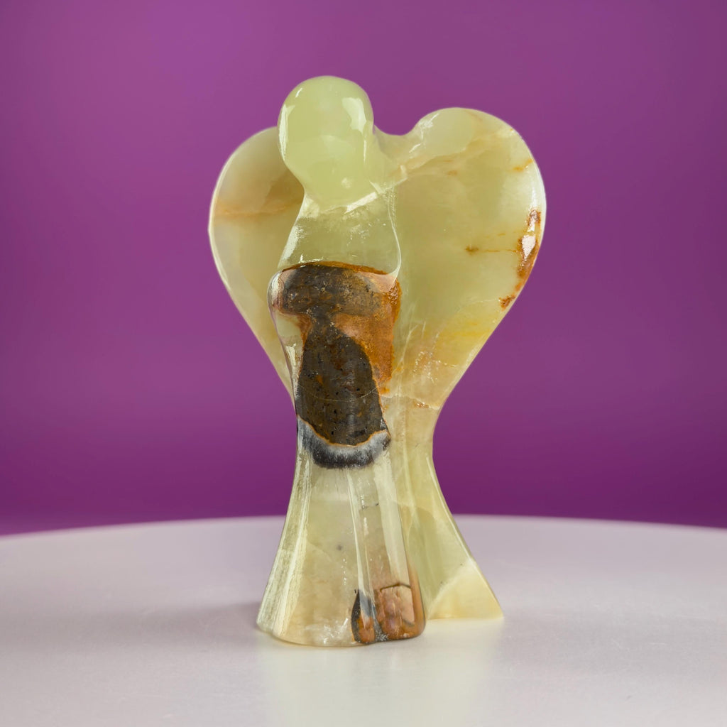 Green Onyx Angel Carving Crystal Guardian Figurine