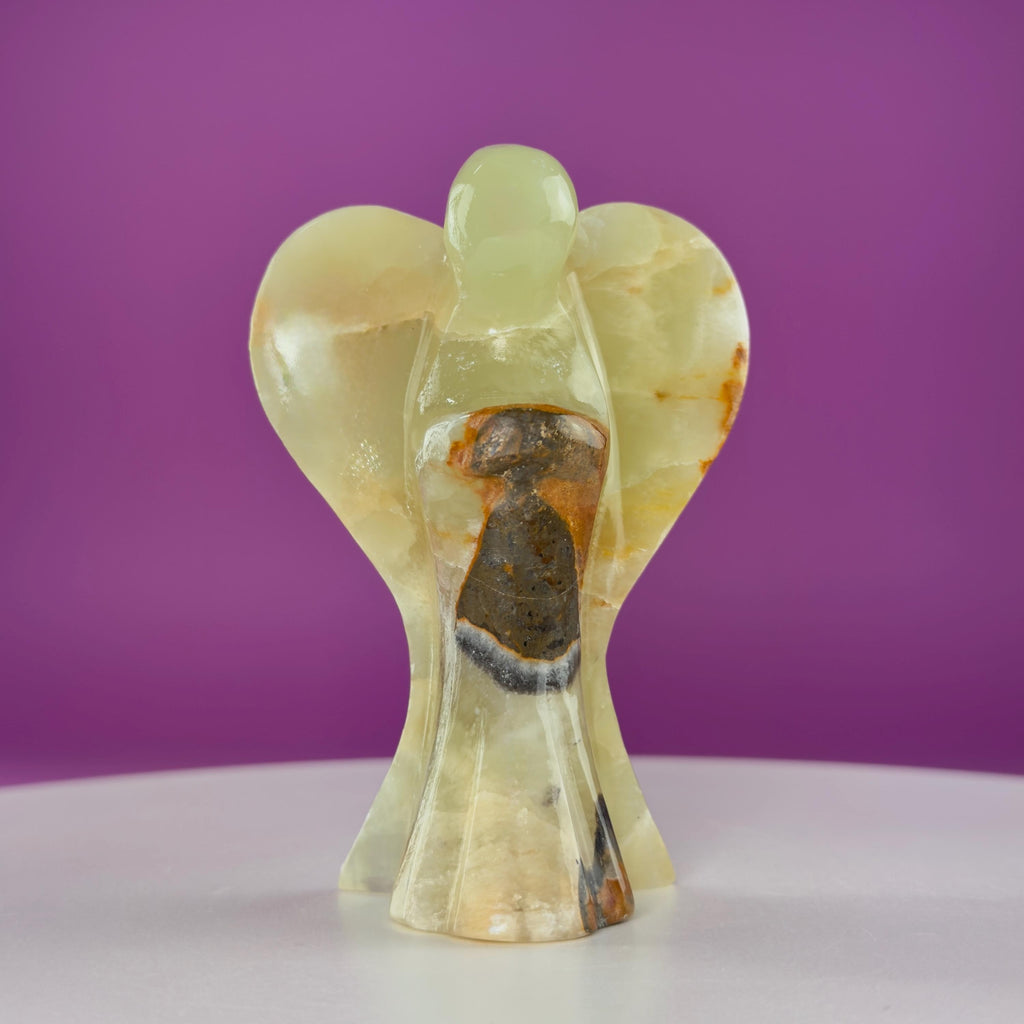Green Onyx Angel Carving Crystal Guardian Figurine