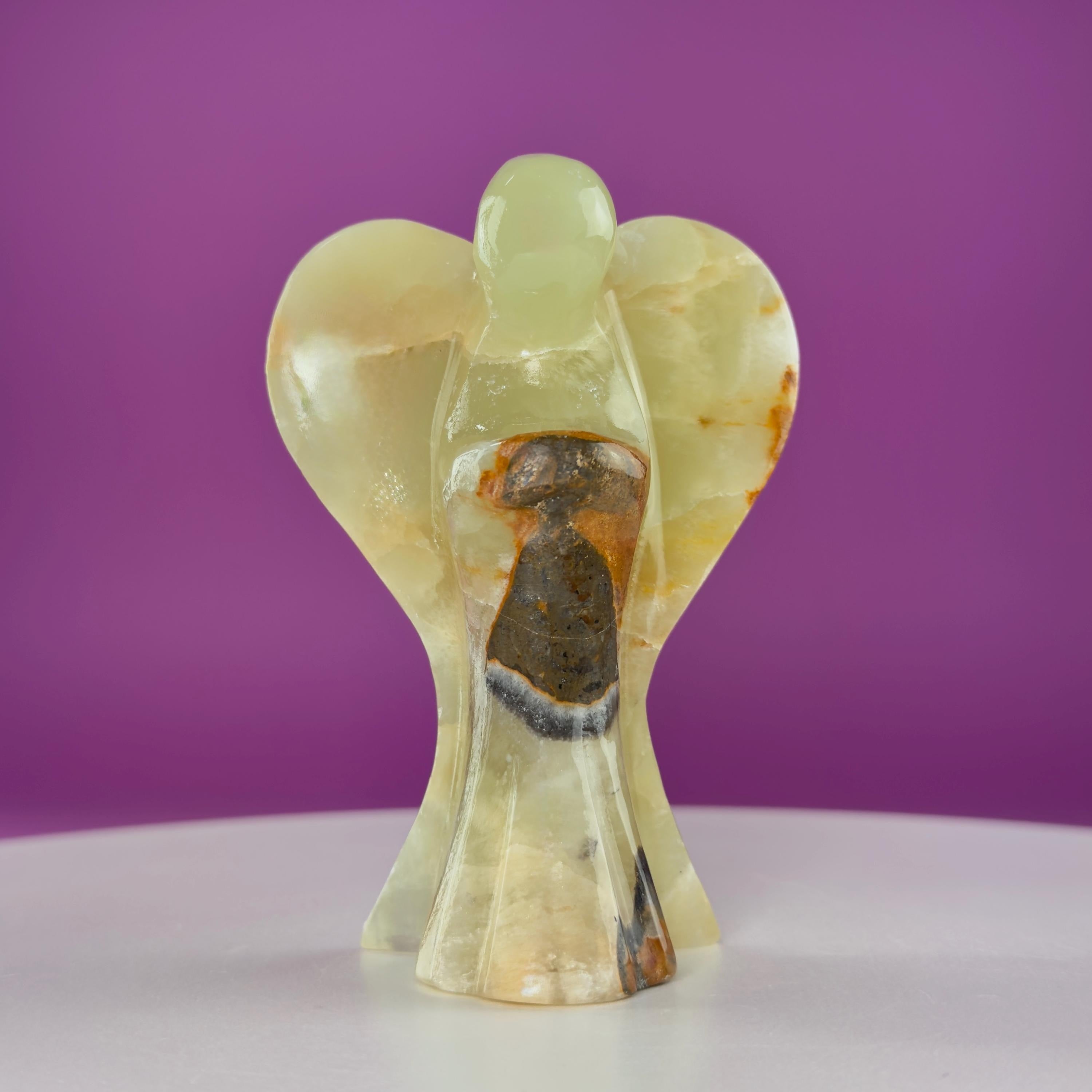 Green Onyx Angel Carving Crystal Guardian Figurine