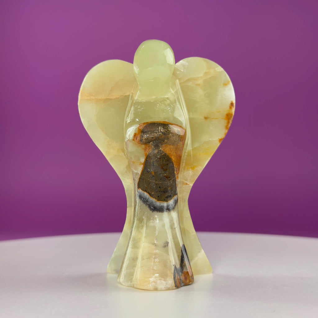 Green Onyx Angel Carving Crystal Guardian Figurine