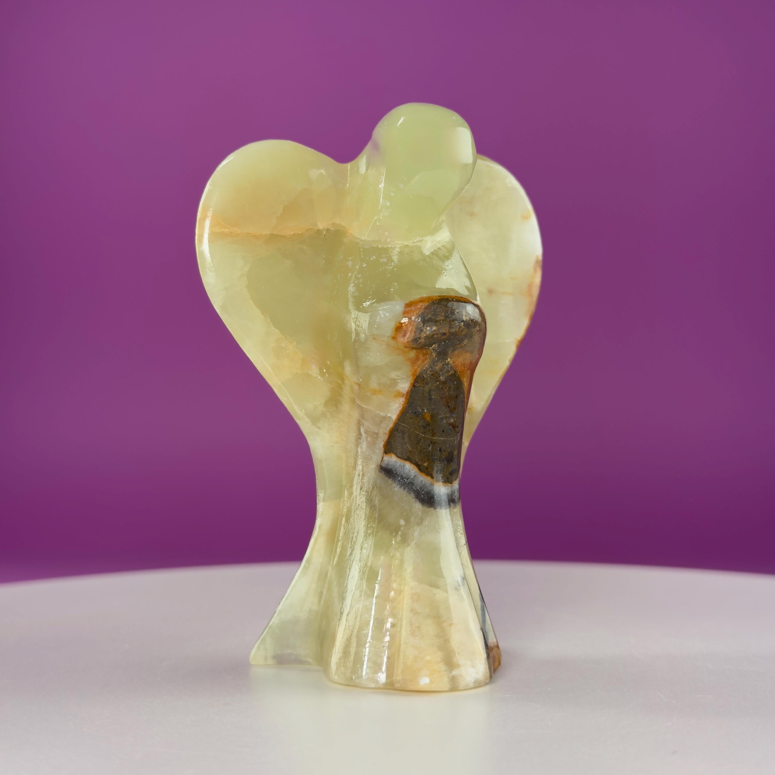 Green Onyx Angel Carving Crystal Guardian Figurine