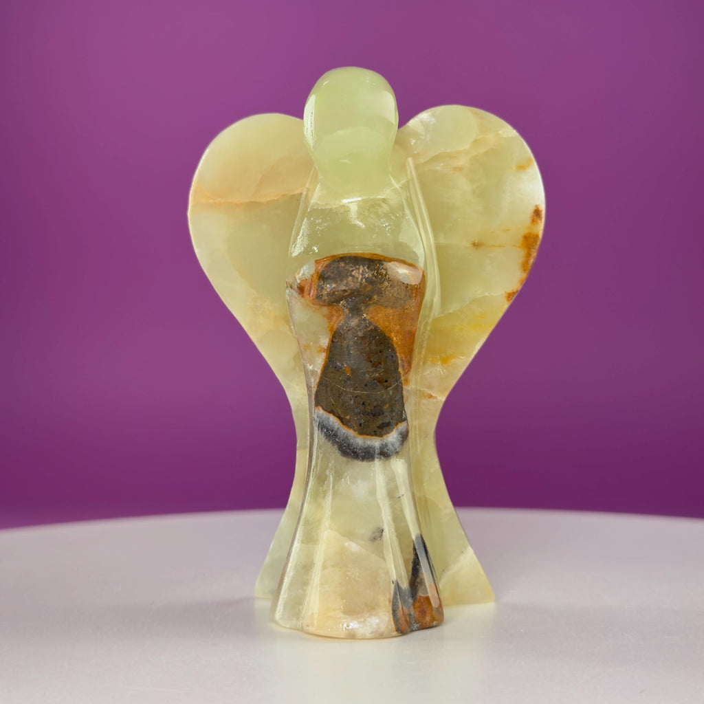 Green Onyx Angel Carving Crystal Guardian Figurine