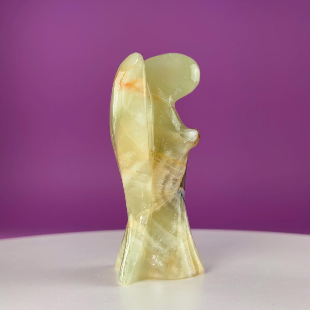 Green Onyx Angel Carving Crystal Guardian Figurine