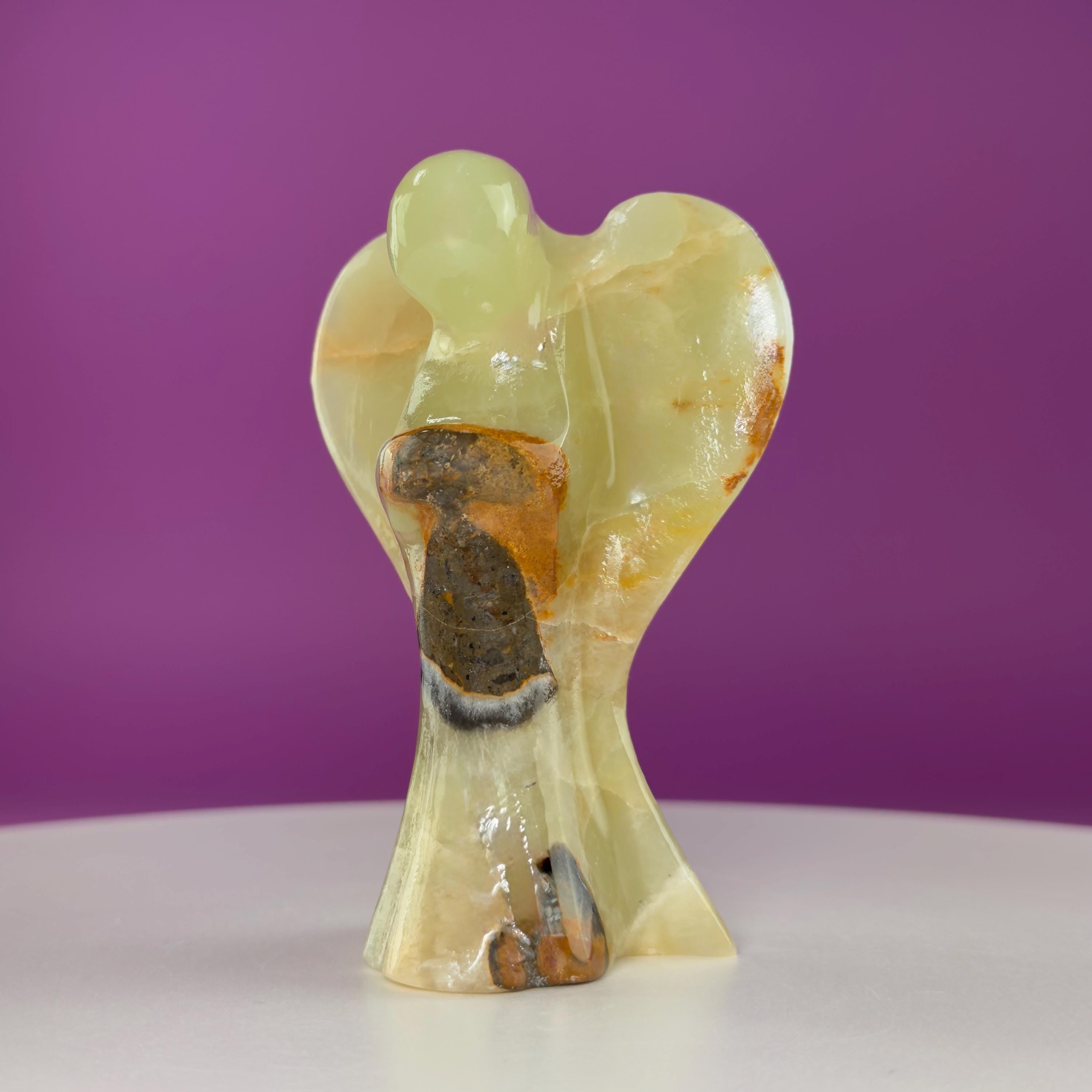 Green Onyx Angel Carving Crystal Guardian Figurine