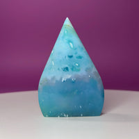 Blue Agate Teardrop Druzy Freeform Display Piece, Color Enhanced
