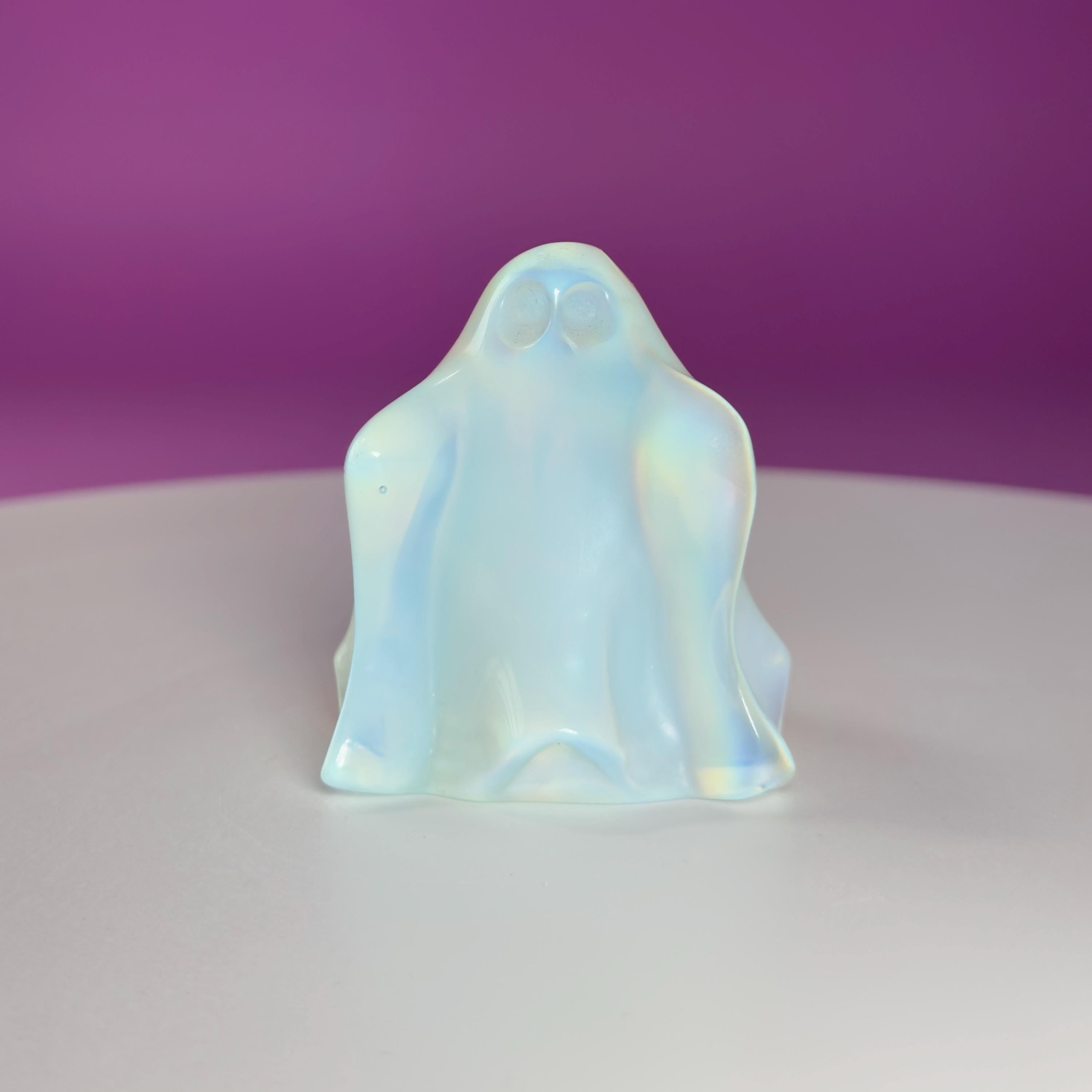 Opalite Ghost Carving Halloween Decor Crystal Figure Collector Display