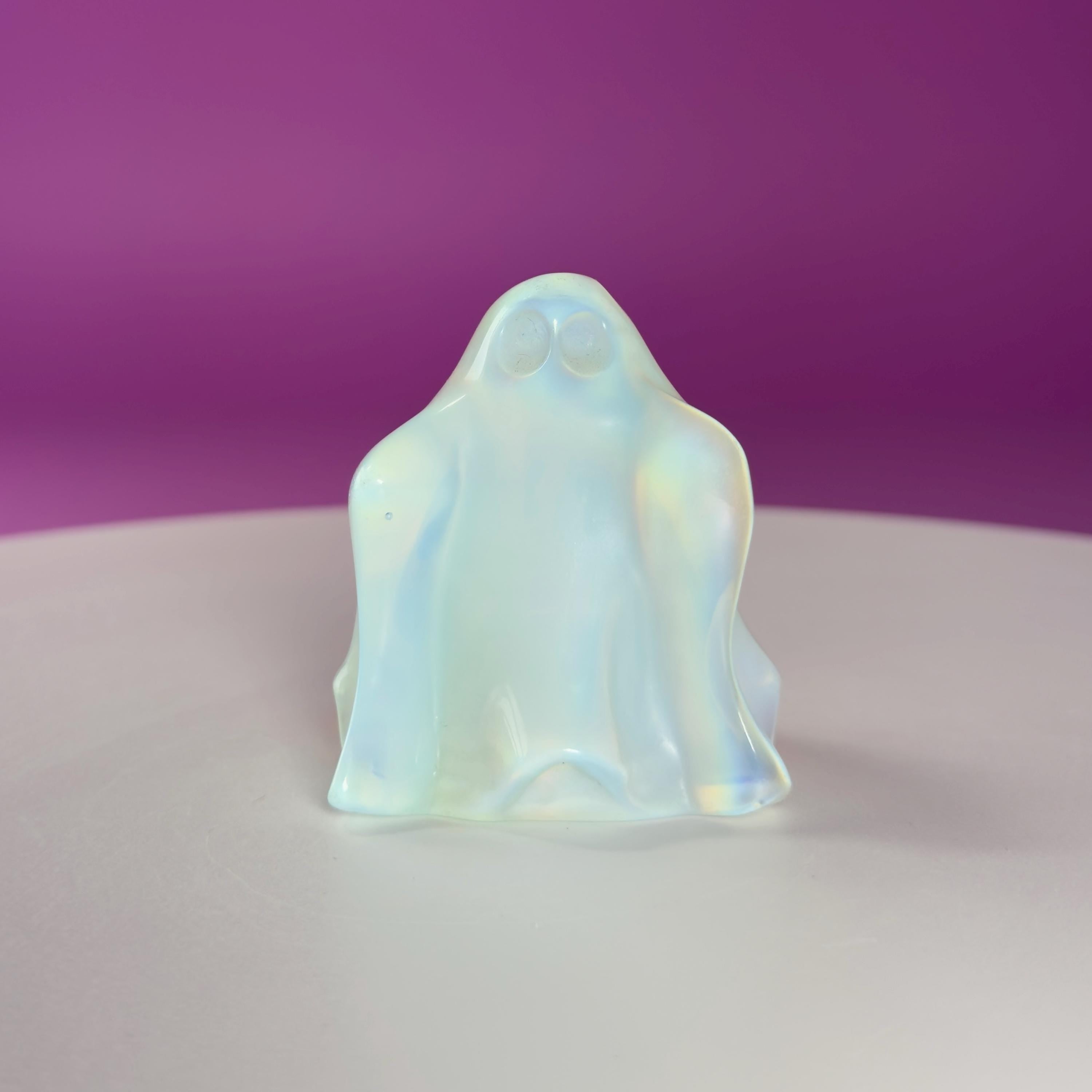 Opalite Ghost Carving Halloween Decor Crystal Figure Collector Display