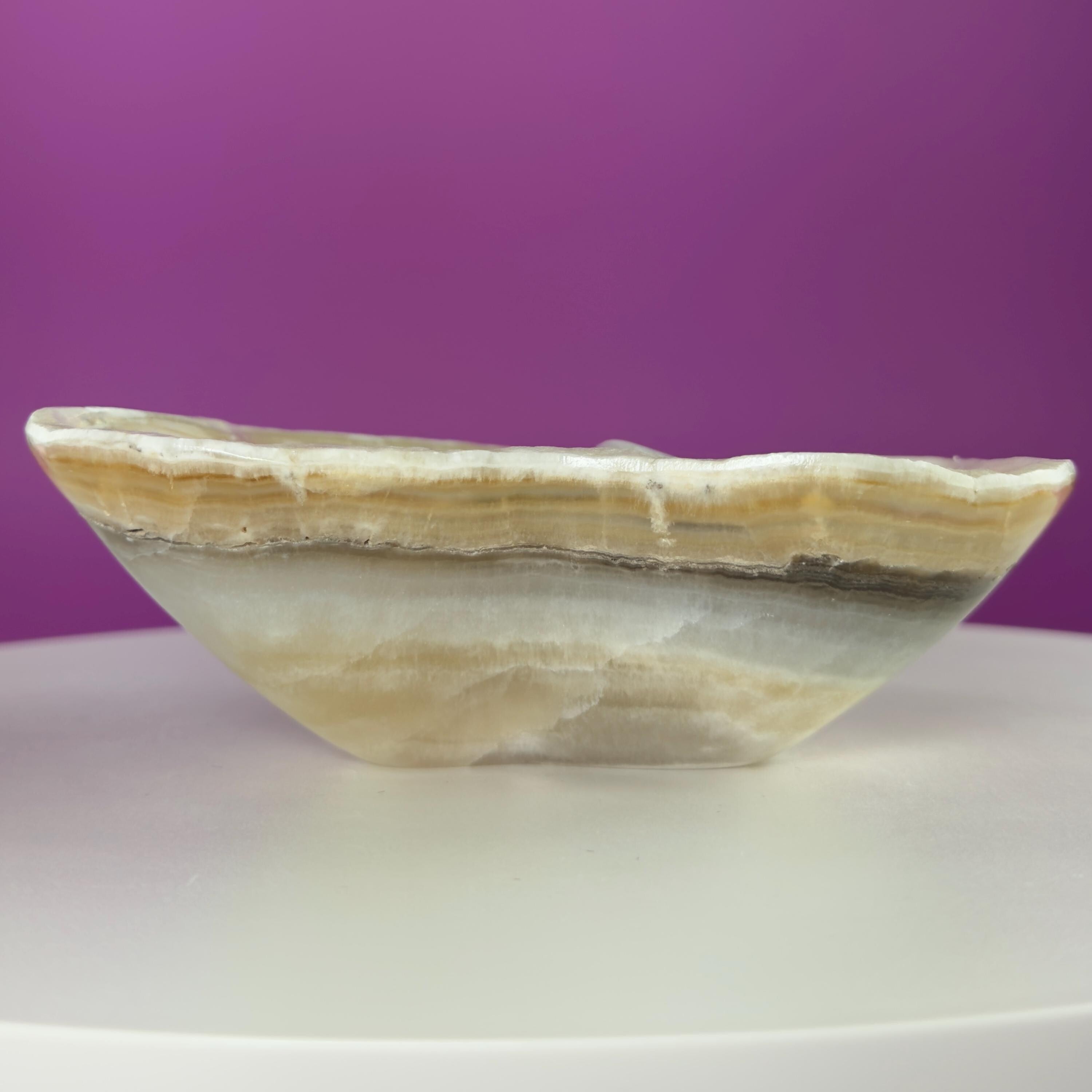 Brown Onyx Bowl, Irregular Shape, Mexico, Decorative Crystal Bowl