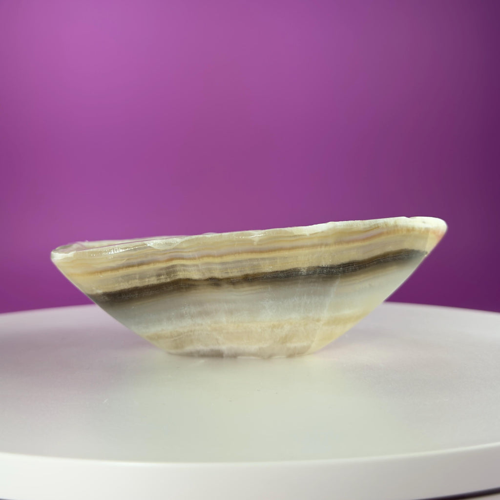 Brown Onyx Bowl, Irregular Shape, Mexico, Decorative Crystal Bowl