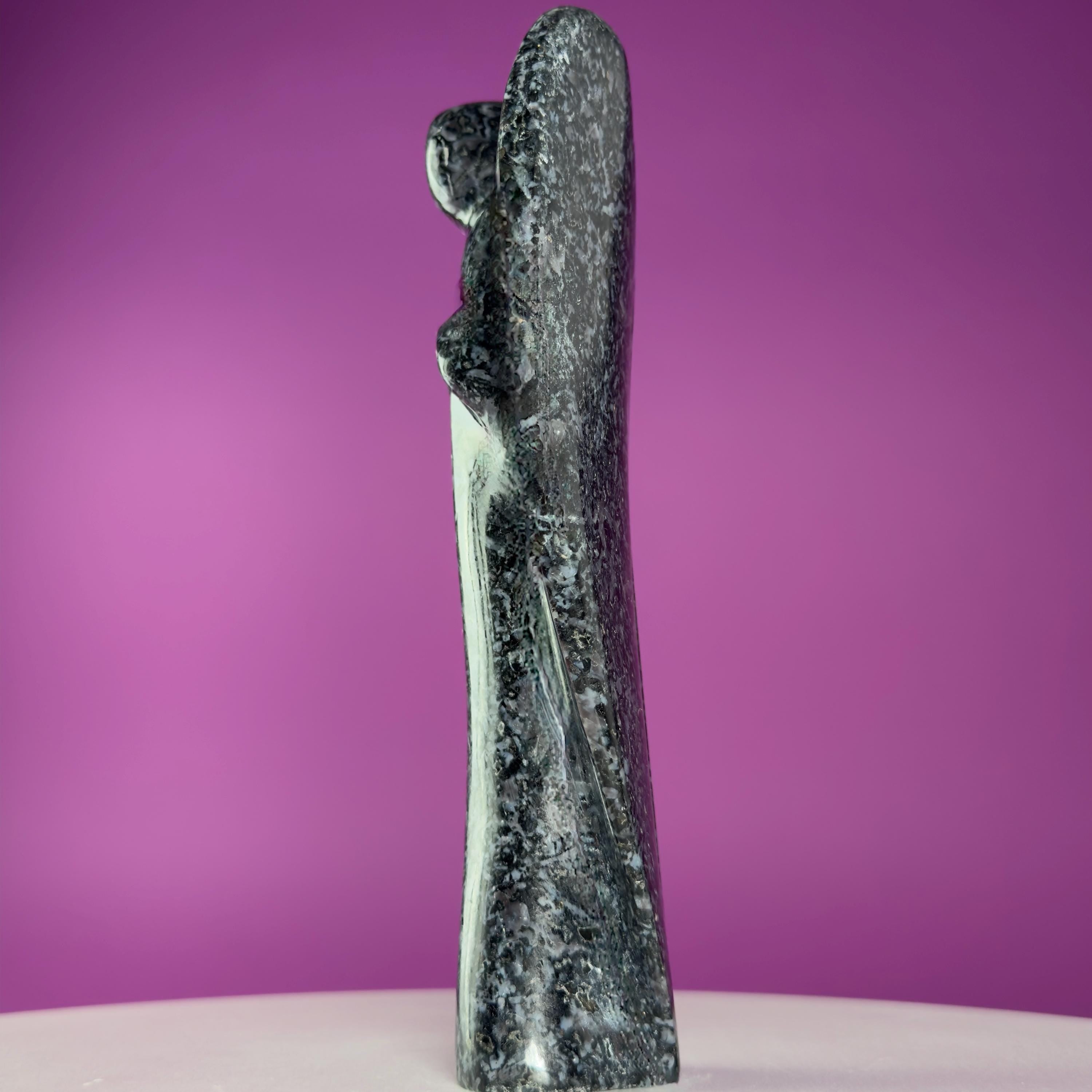 Indigo Gabbro Angel Carving Natural Crystal Guardian Display Piece