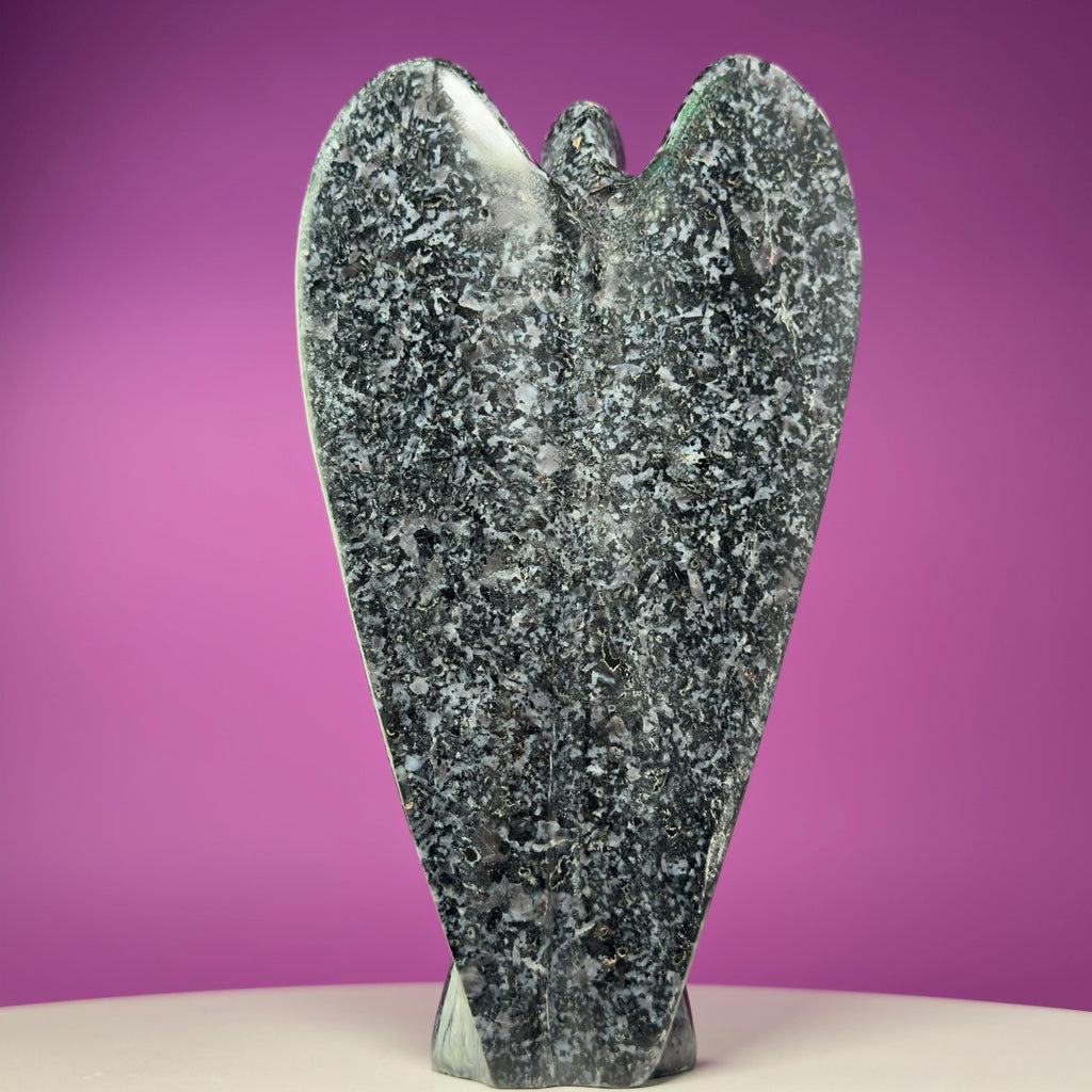 Indigo Gabbro Angel Carving Natural Crystal Guardian Display Piece
