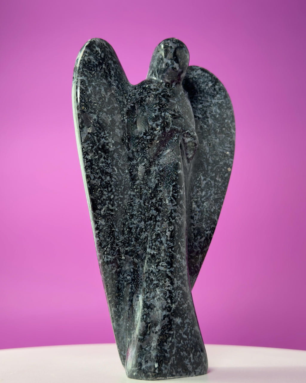 Indigo Gabbro Angel Carving Natural Crystal Guardian Display Piece