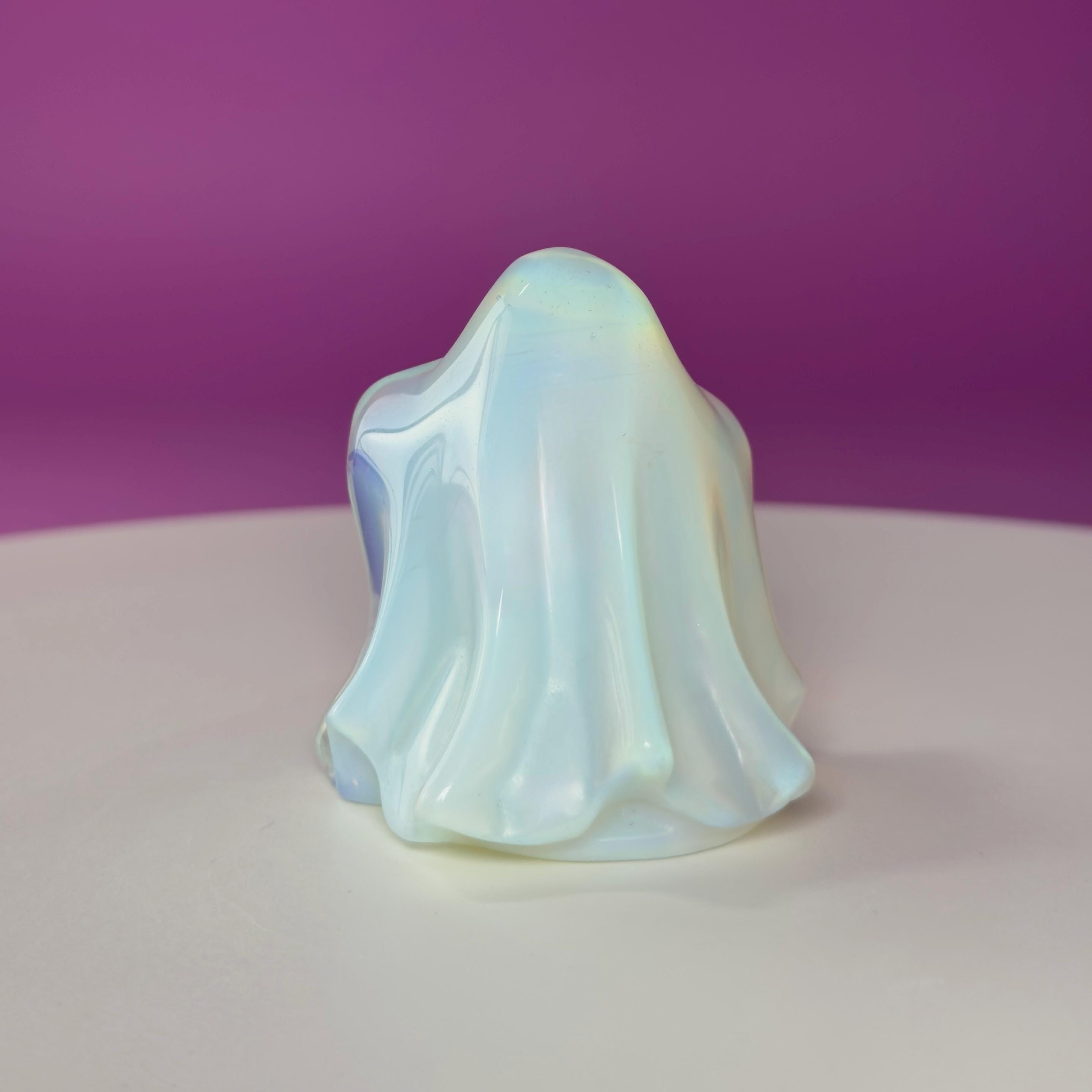 Opalite Ghost Carving Halloween Decor Crystal Figure Collector Display