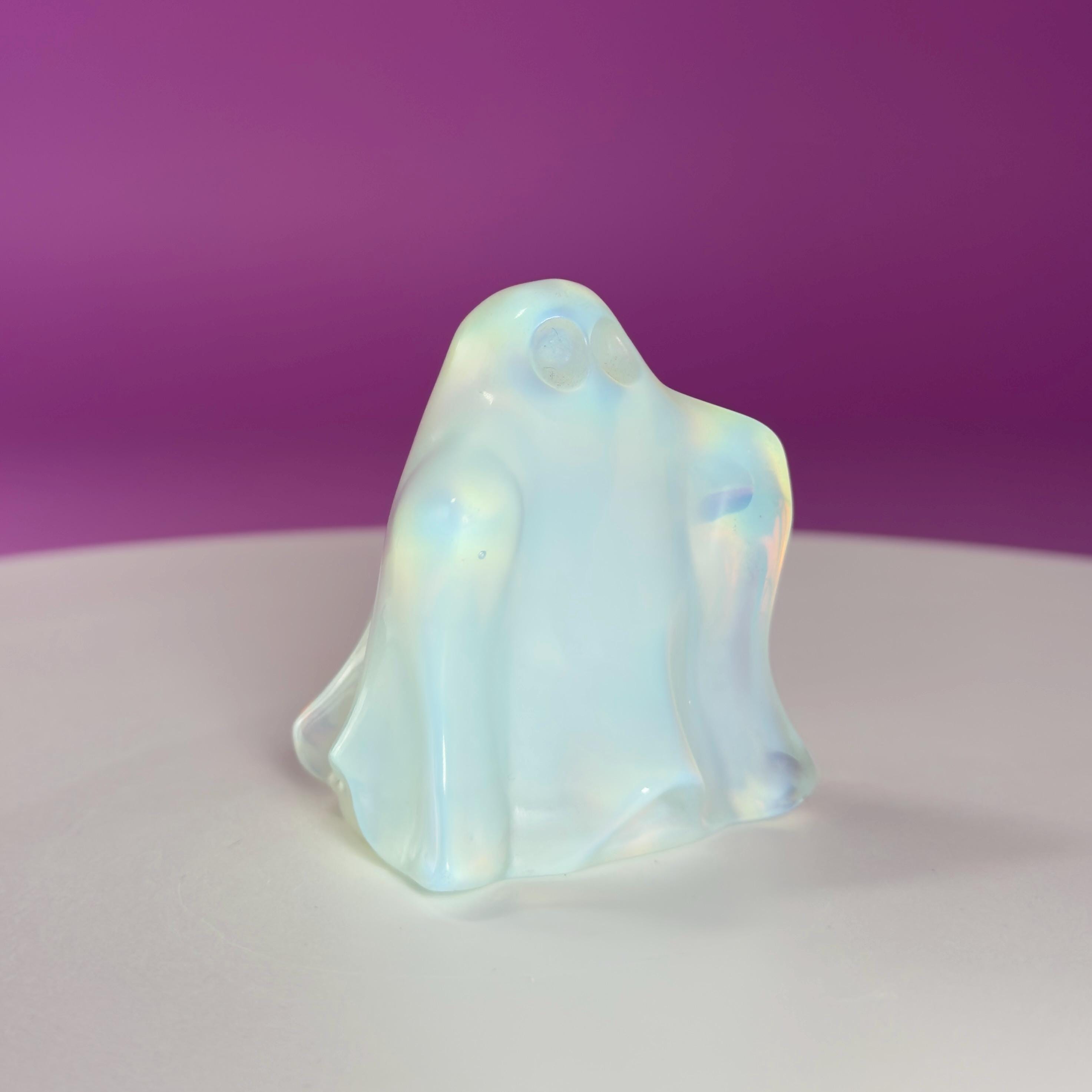 Opalite Ghost Carving Halloween Decor Crystal Figure Collector Display