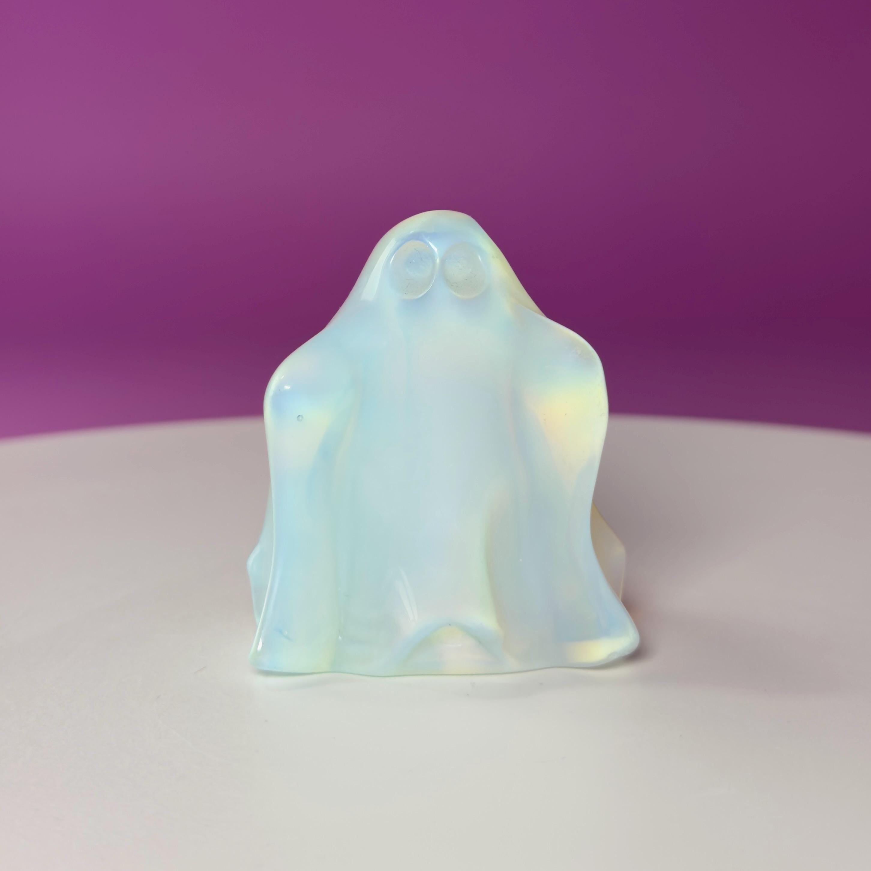 Opalite Ghost Carving Halloween Decor Crystal Figure Collector Display