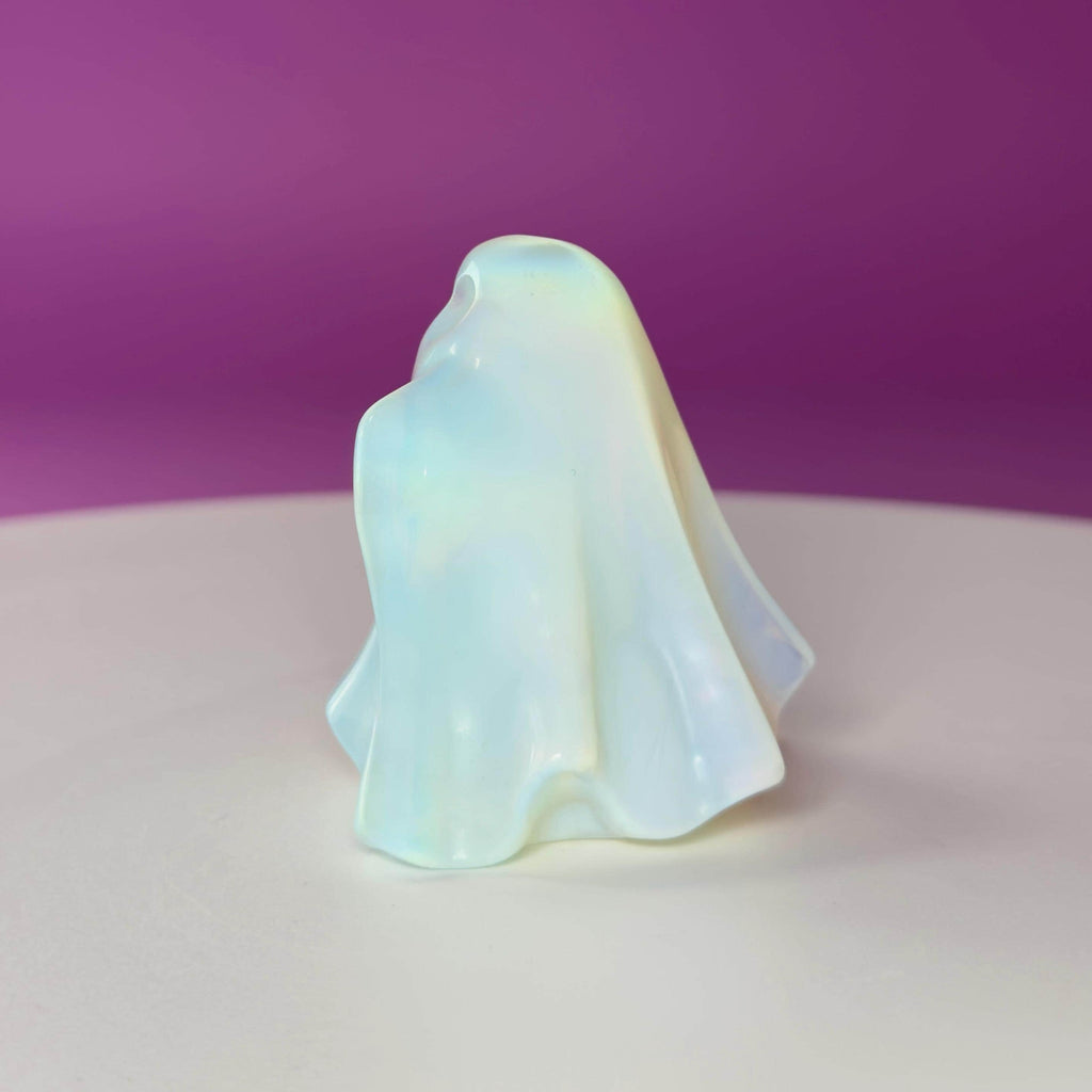 Opalite Ghost Carving Halloween Decor Crystal Figure Collector Display