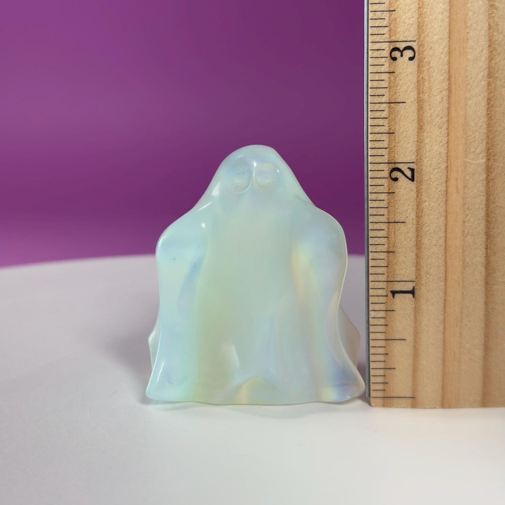 Opalite Ghost Carving Halloween Decor Crystal Figure Collector Display