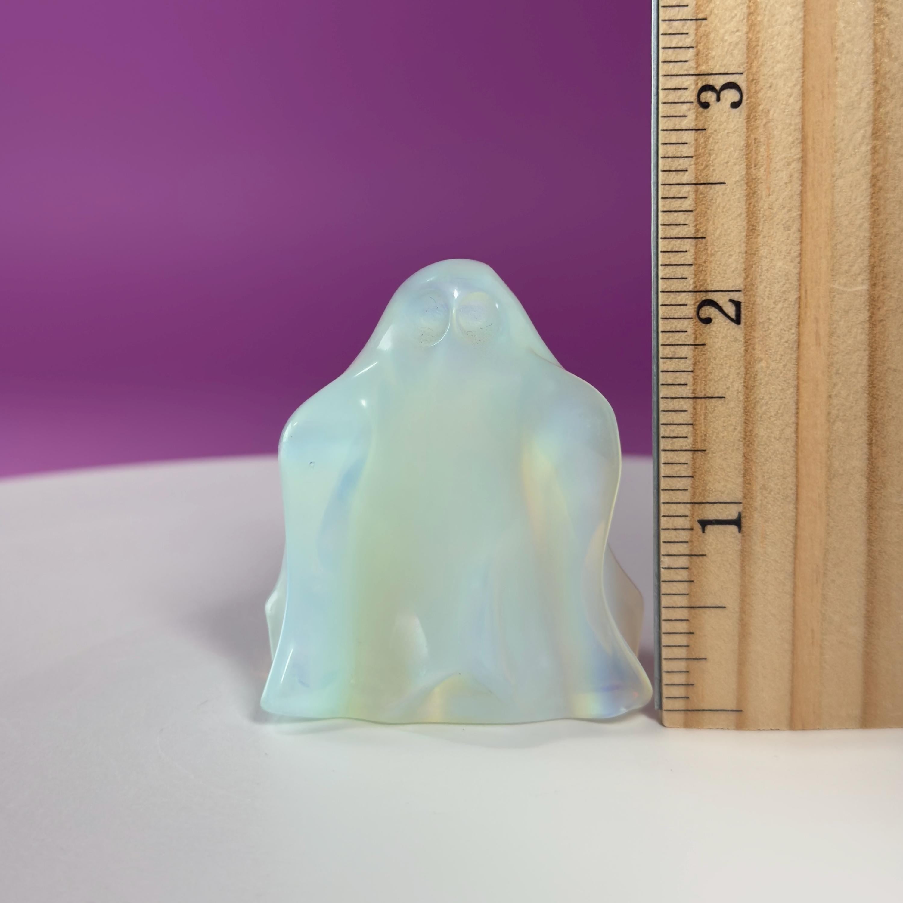 Opalite Ghost Carving Halloween Decor Crystal Figure Collector Display