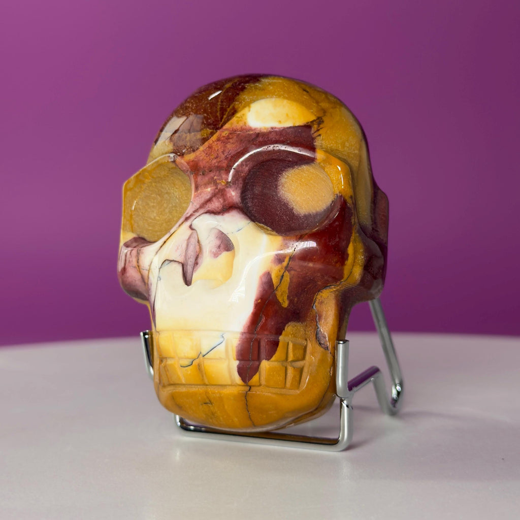 Mookaite Double Skull Carving Two Faces Unique Crystal Sculpture