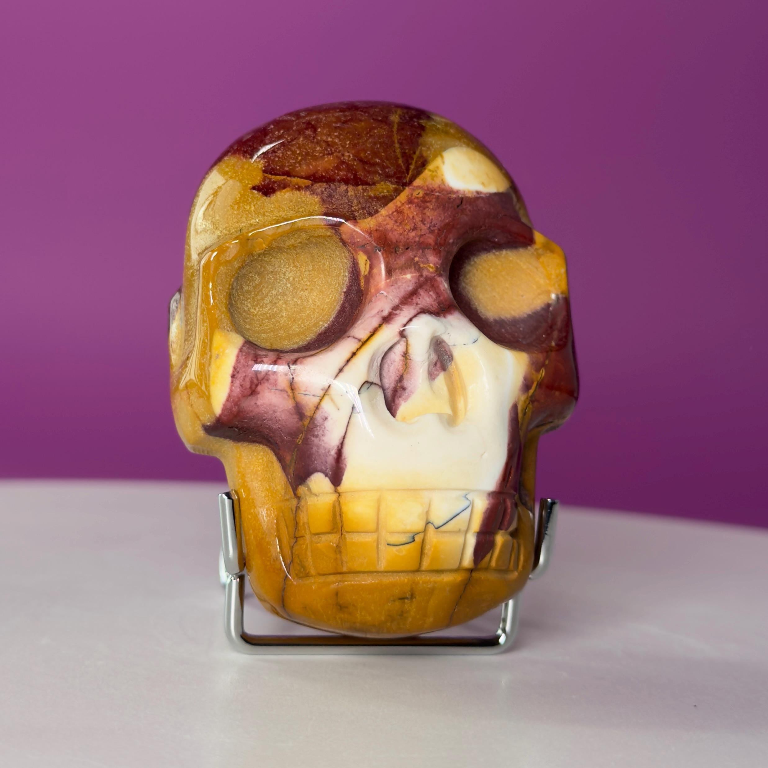 Mookaite Double Skull Carving Two Faces Unique Crystal Sculpture