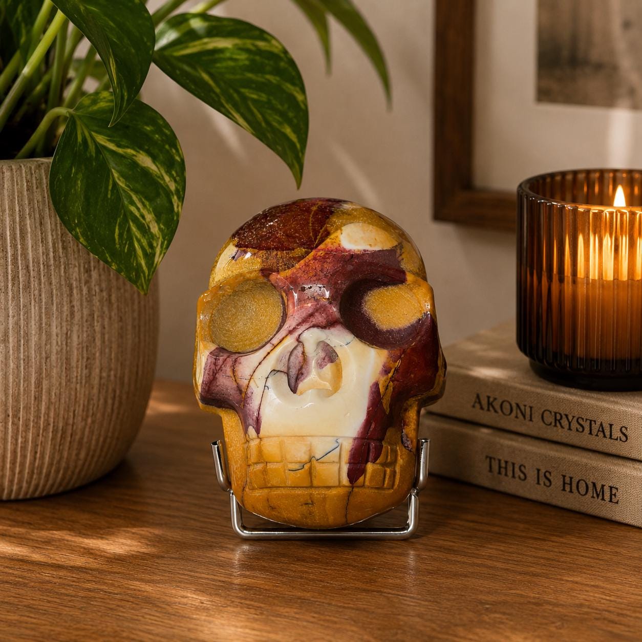 Mookaite Double Skull Carving Two Faces Unique Crystal Sculpture
