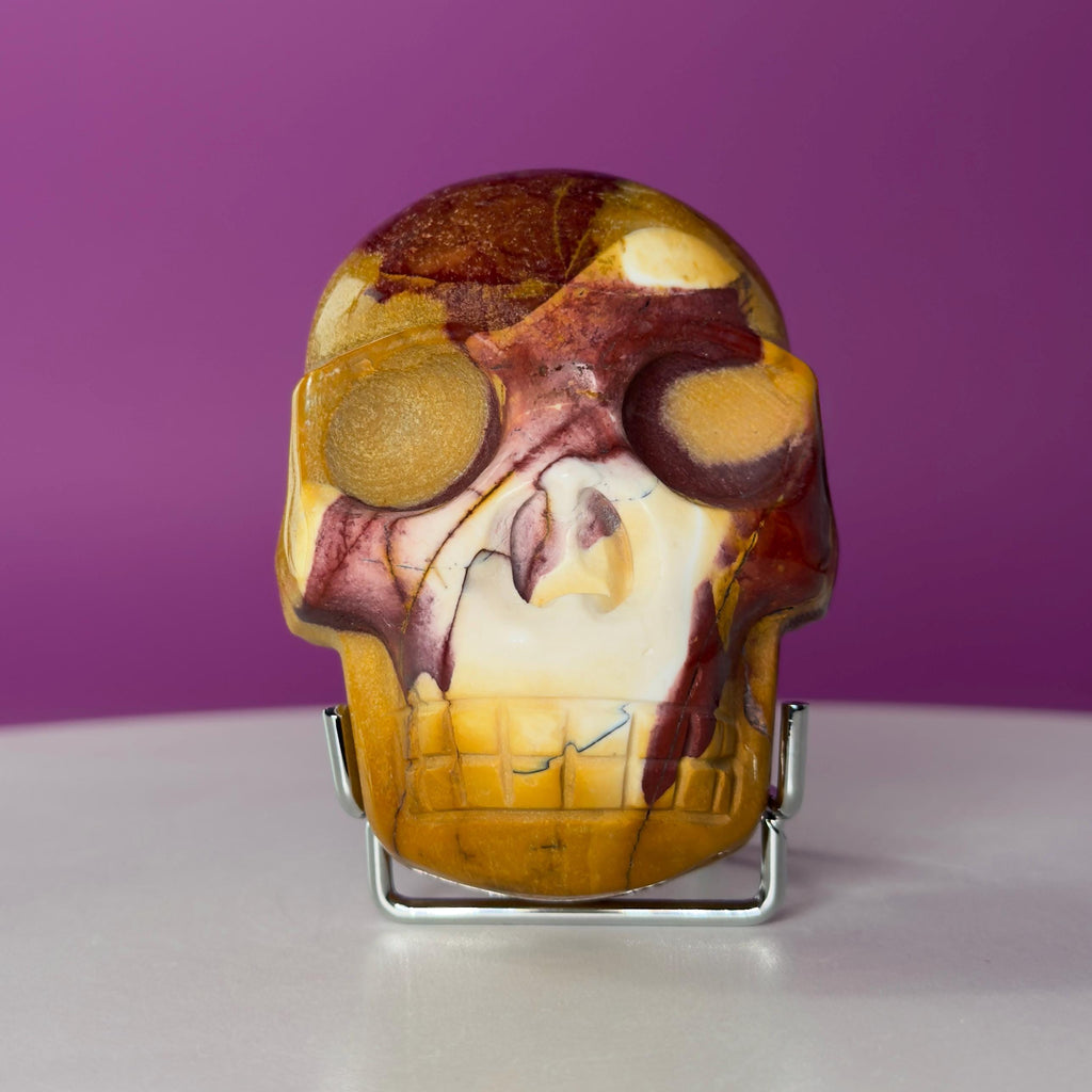 Mookaite Double Skull Carving Two Faces Unique Crystal Sculpture