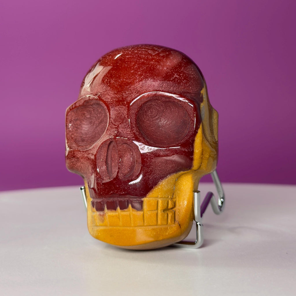 Mookaite Double Skull Carving Two Faces Unique Crystal Sculpture