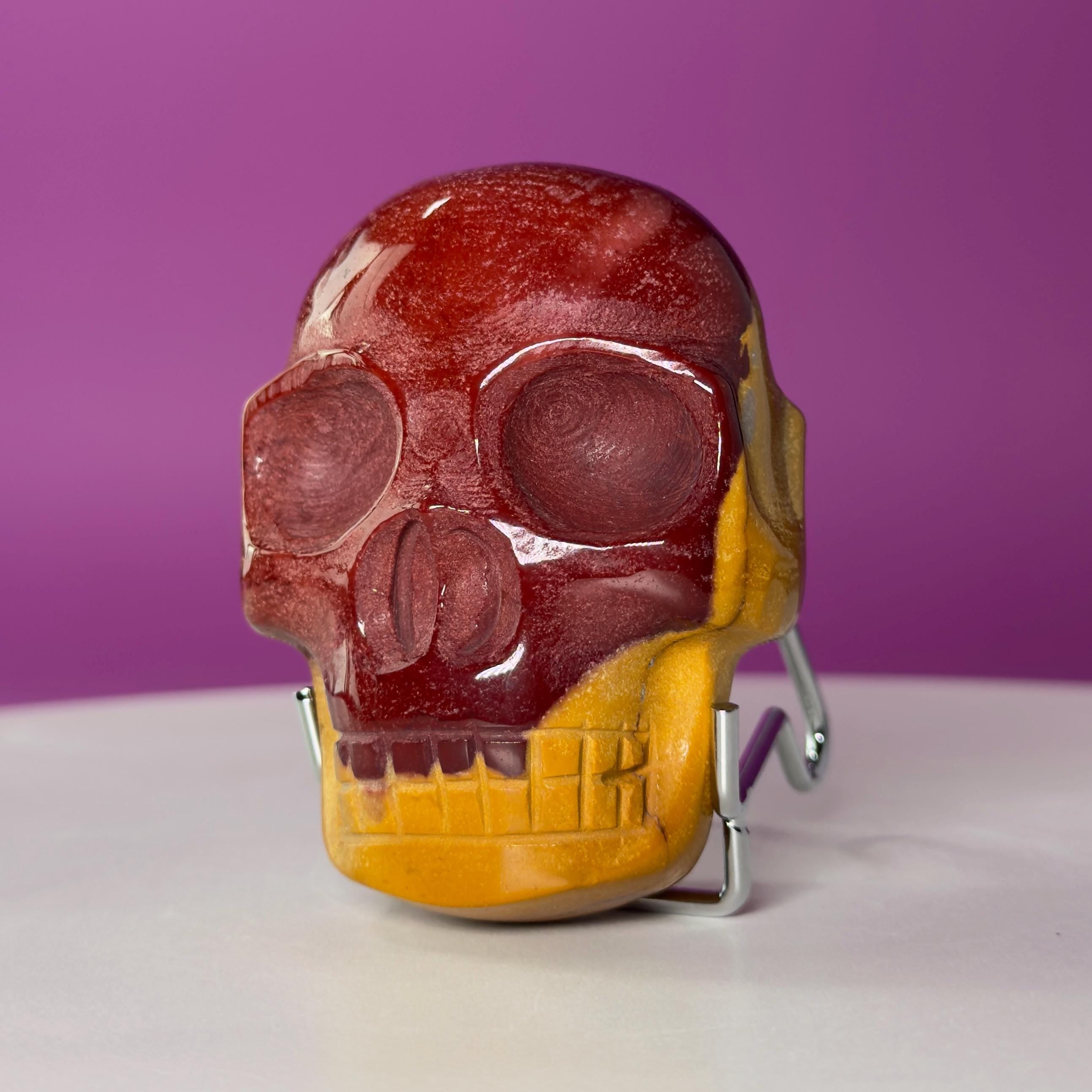Mookaite Double Skull Carving Two Faces Unique Crystal Sculpture