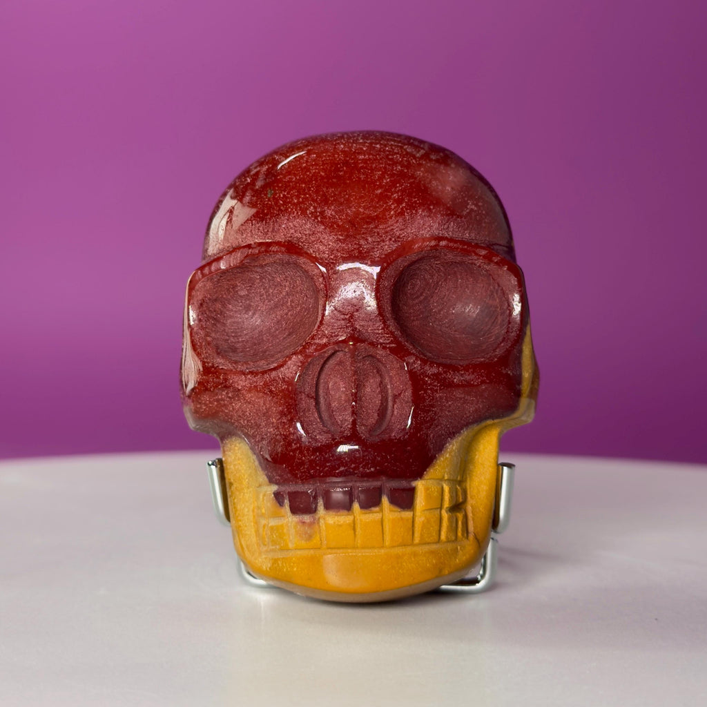 Mookaite Double Skull Carving Two Faces Unique Crystal Sculpture