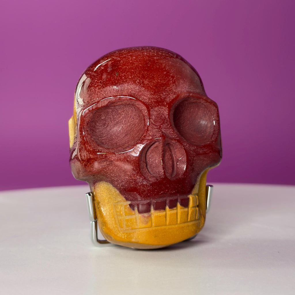 Mookaite Double Skull Carving Two Faces Unique Crystal Sculpture