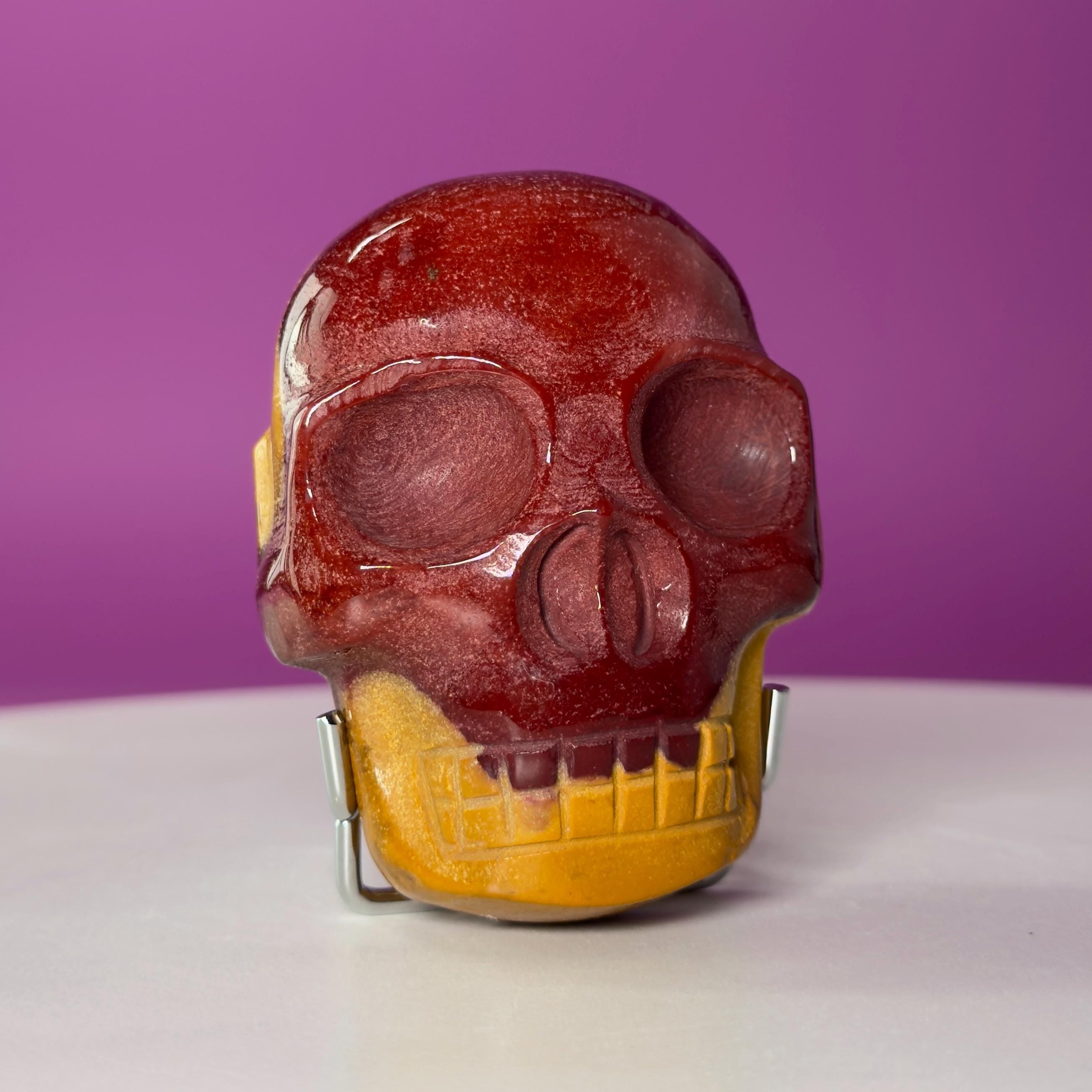 Mookaite Double Skull Carving Two Faces Unique Crystal Sculpture