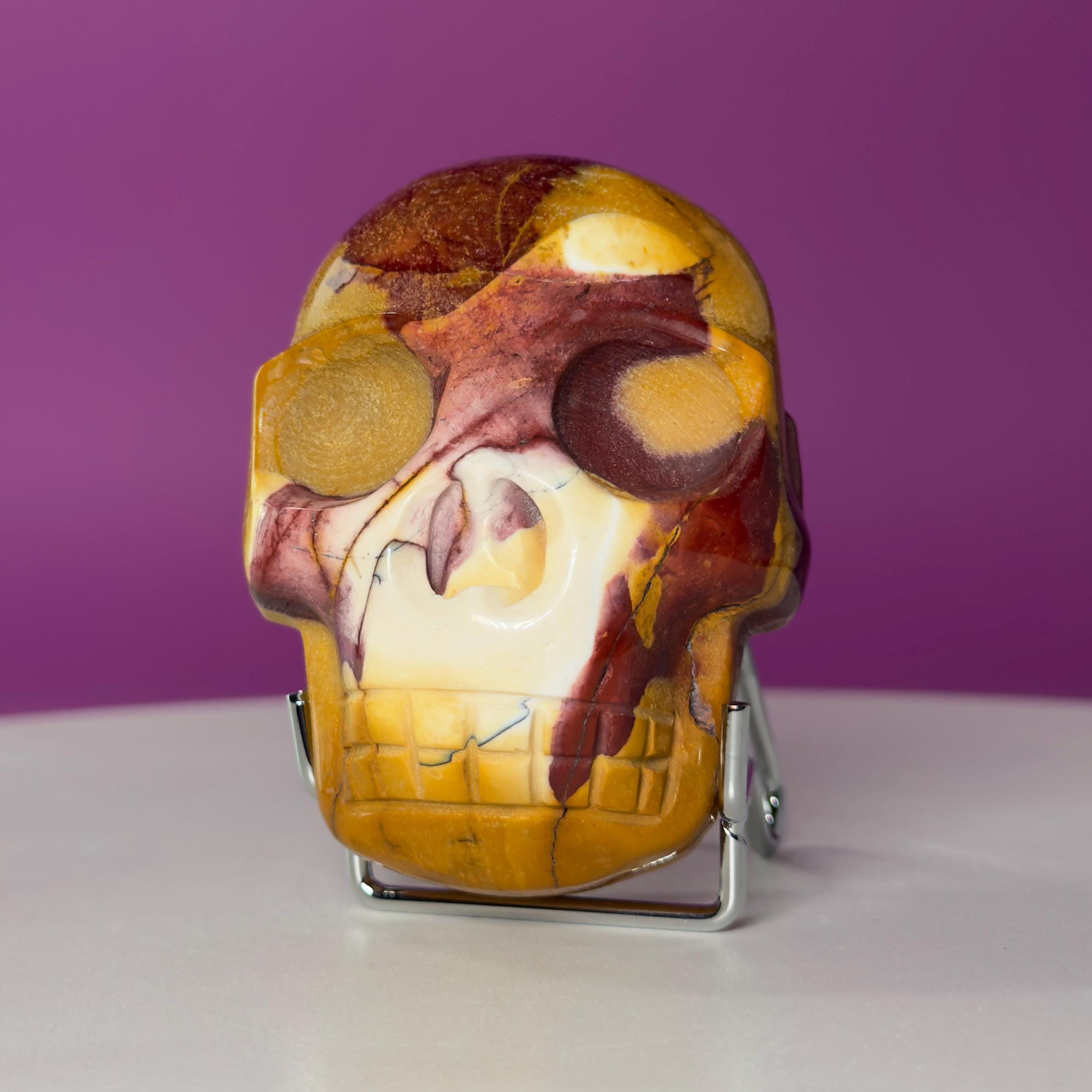 Mookaite Double Skull Carving Two Faces Unique Crystal Sculpture